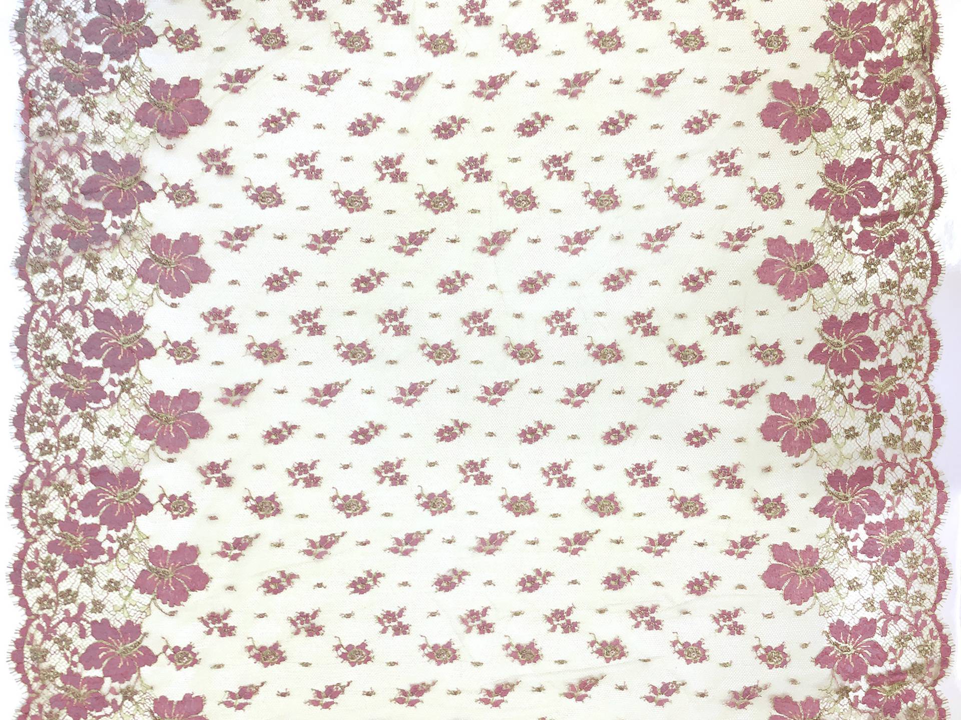 Metallic Floral Chantilly Lace in Green and Violet