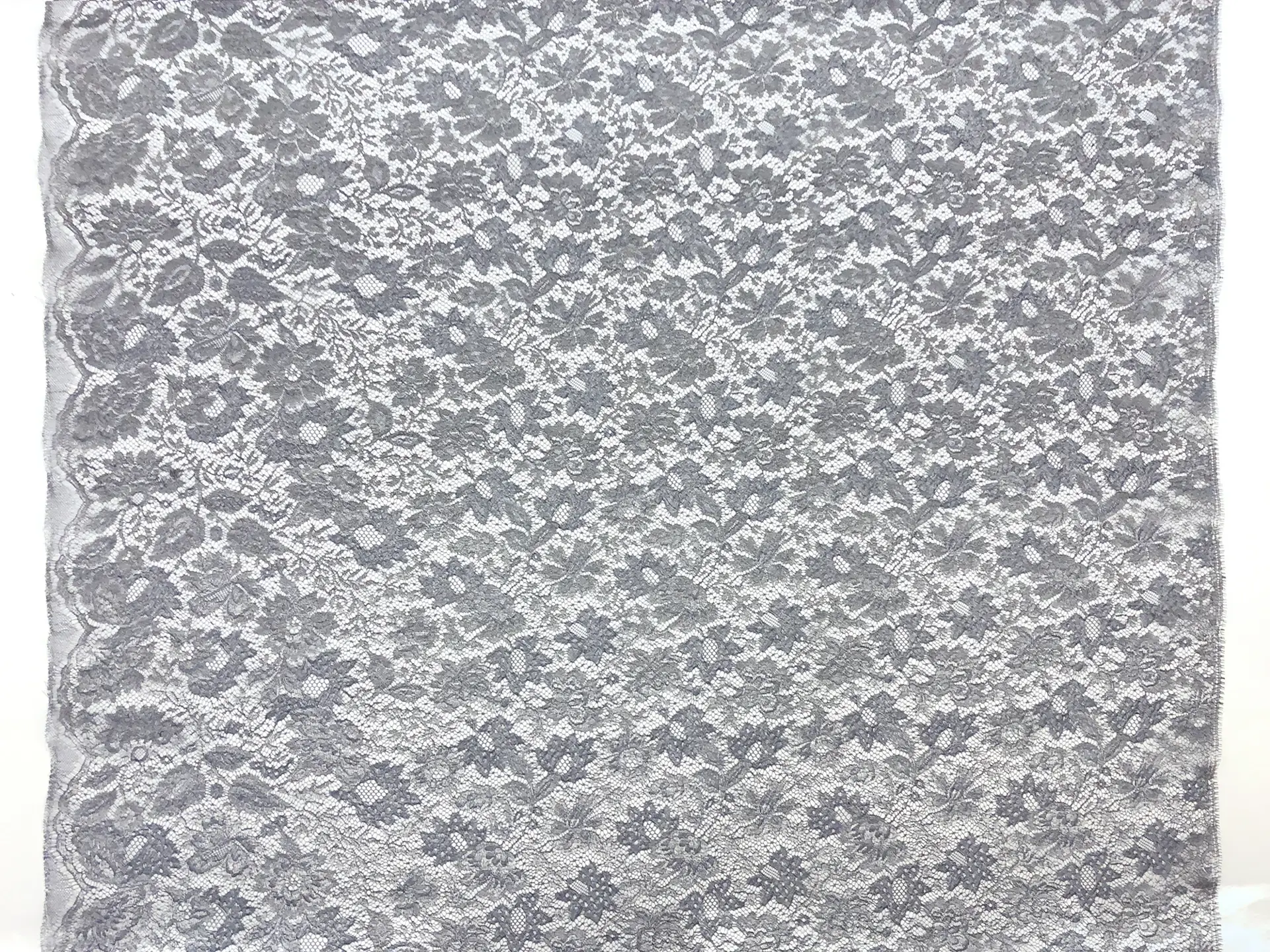 Metallic Floral Chantilly Lace in Navy and Silver