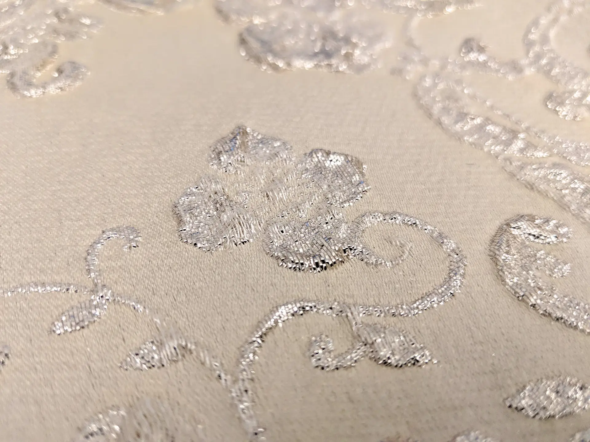 Silk & Polyester Blend Metallic Floral Cloqué Brocade
