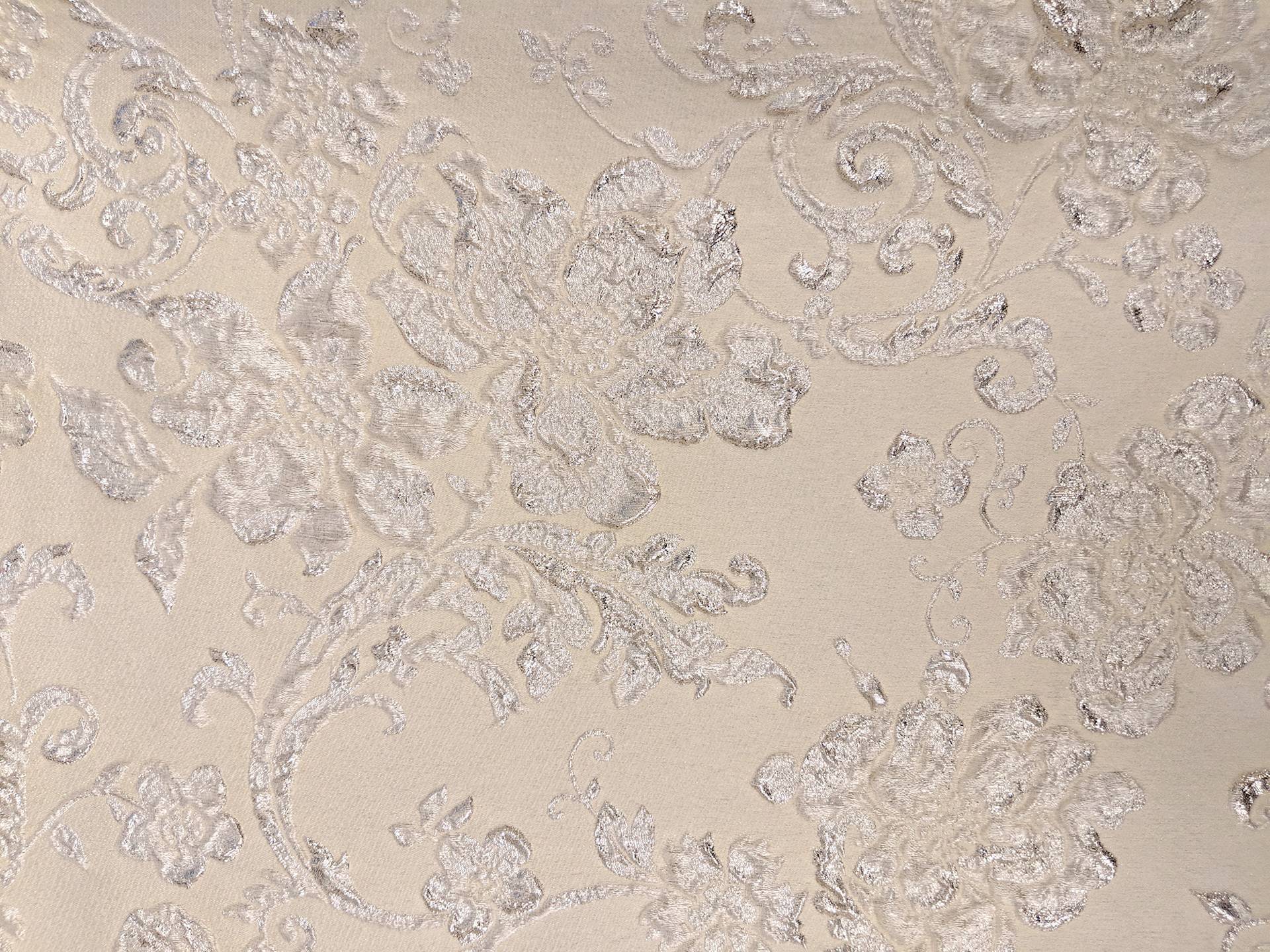 Silk & Polyester Blend Metallic Floral Cloqué Brocade