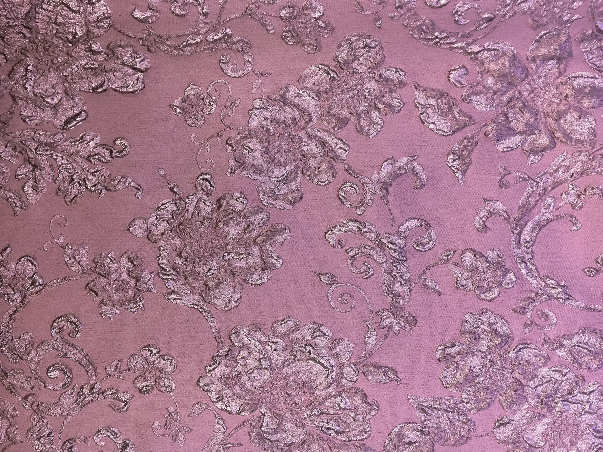 Silk & Polyester Blend Metallic Floral Cloqué Brocade