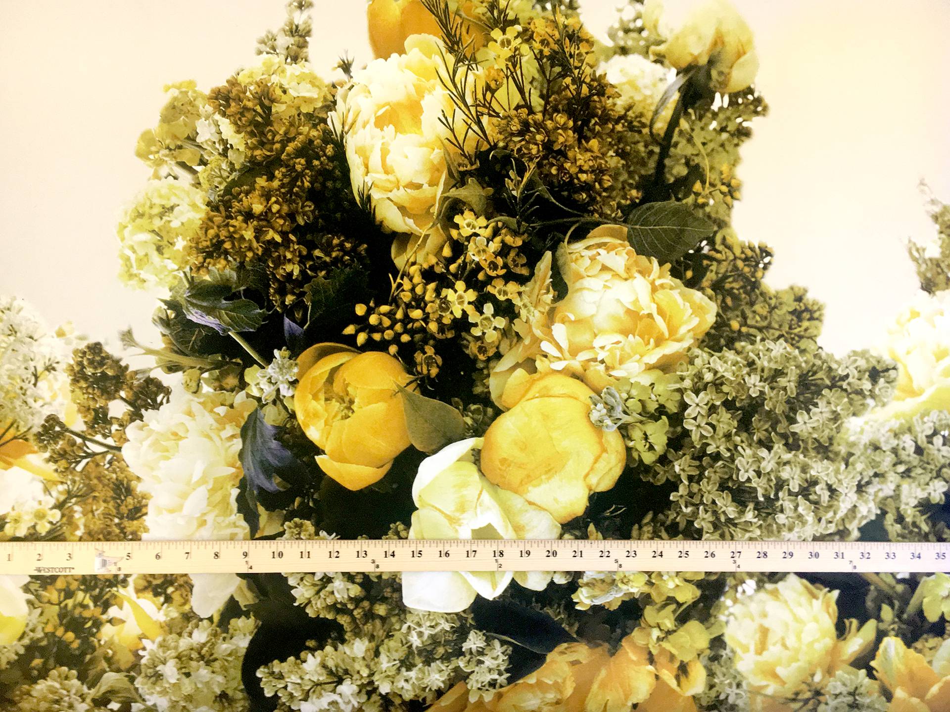 Printed Silk Mikado with Photorealistic Floral Border