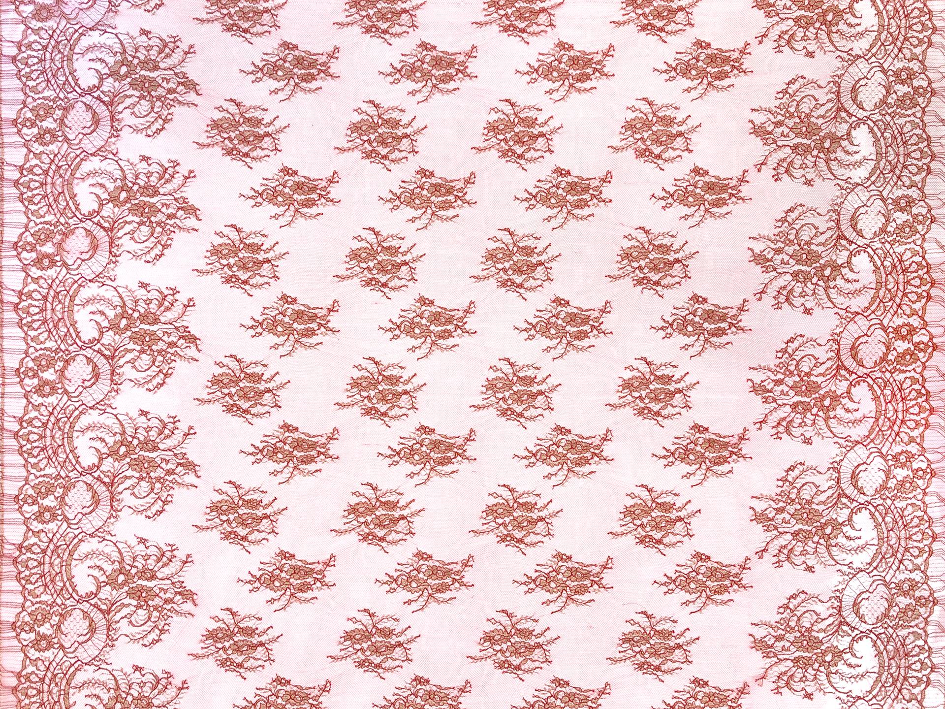 Metallic Floral Chantilly Lace in Bright Red and Gold