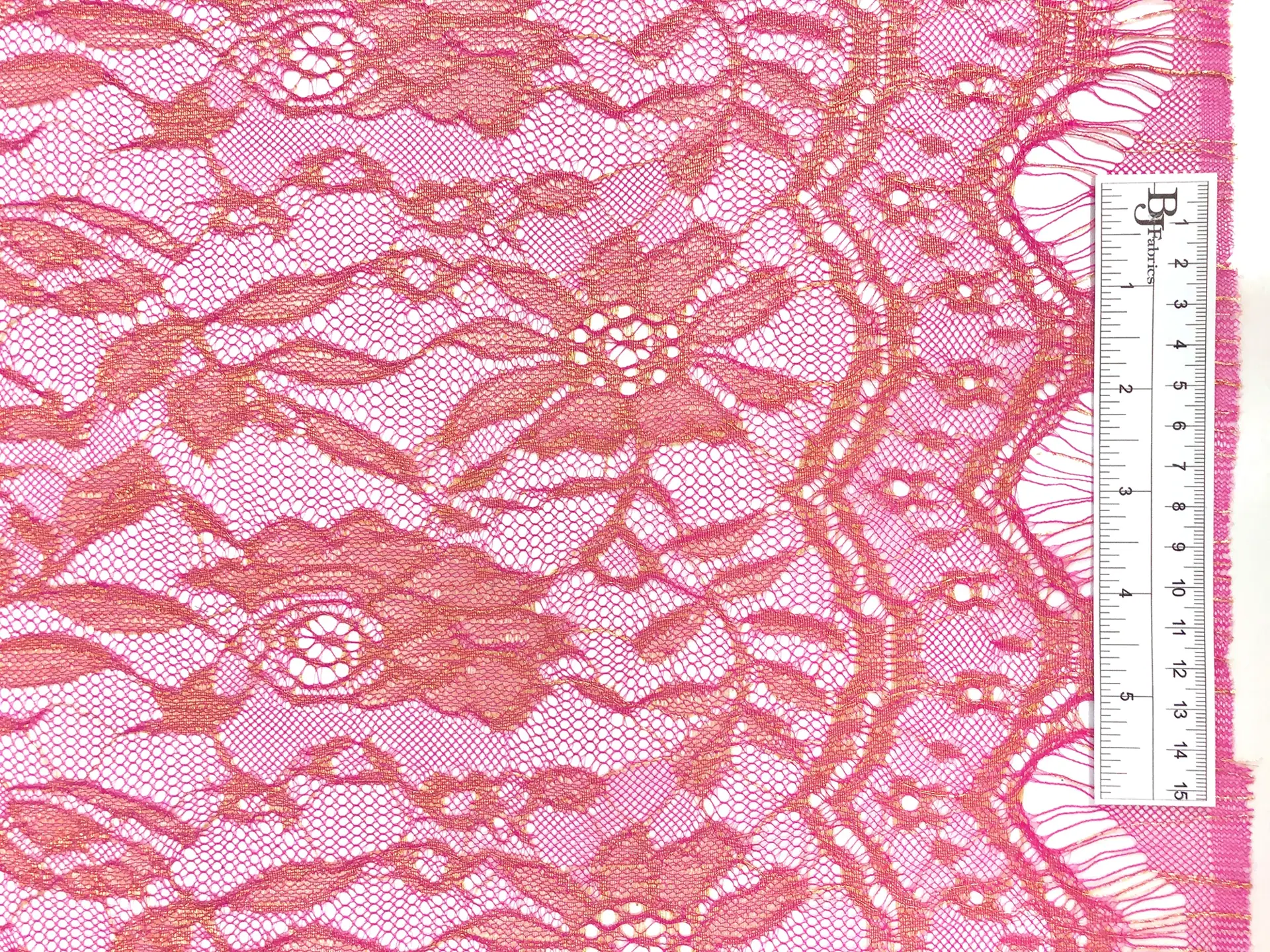 Metallic Floral Chantilly Lace in Coral and Gold