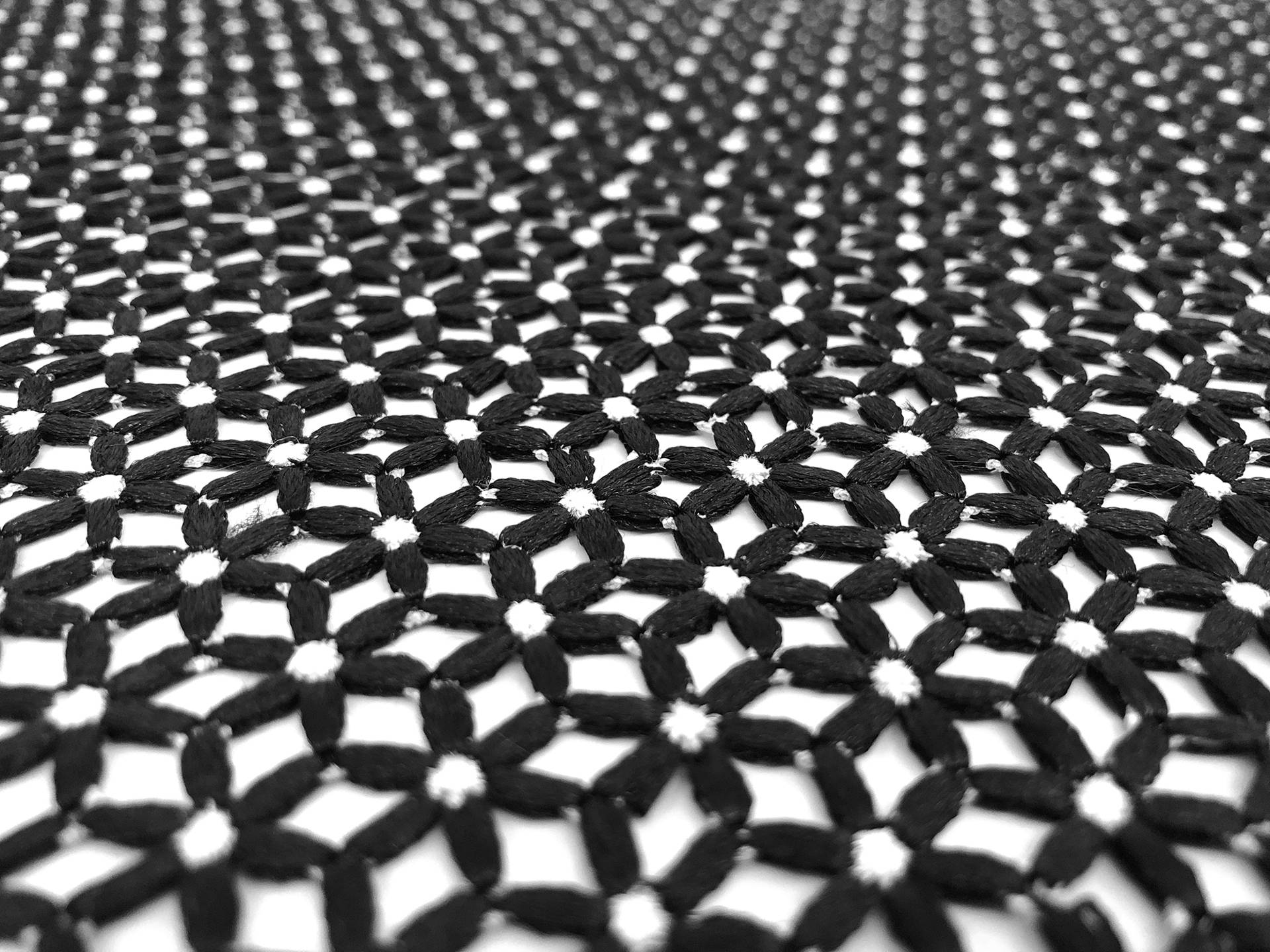 Guipure Lace with Petite Geometric Pattern in Black 