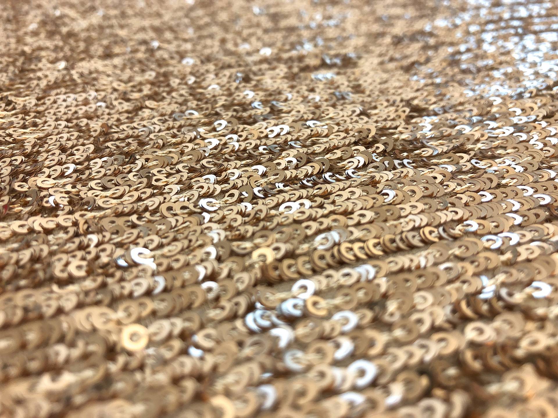 Mini Sequins on Stretch Tulle in Gold