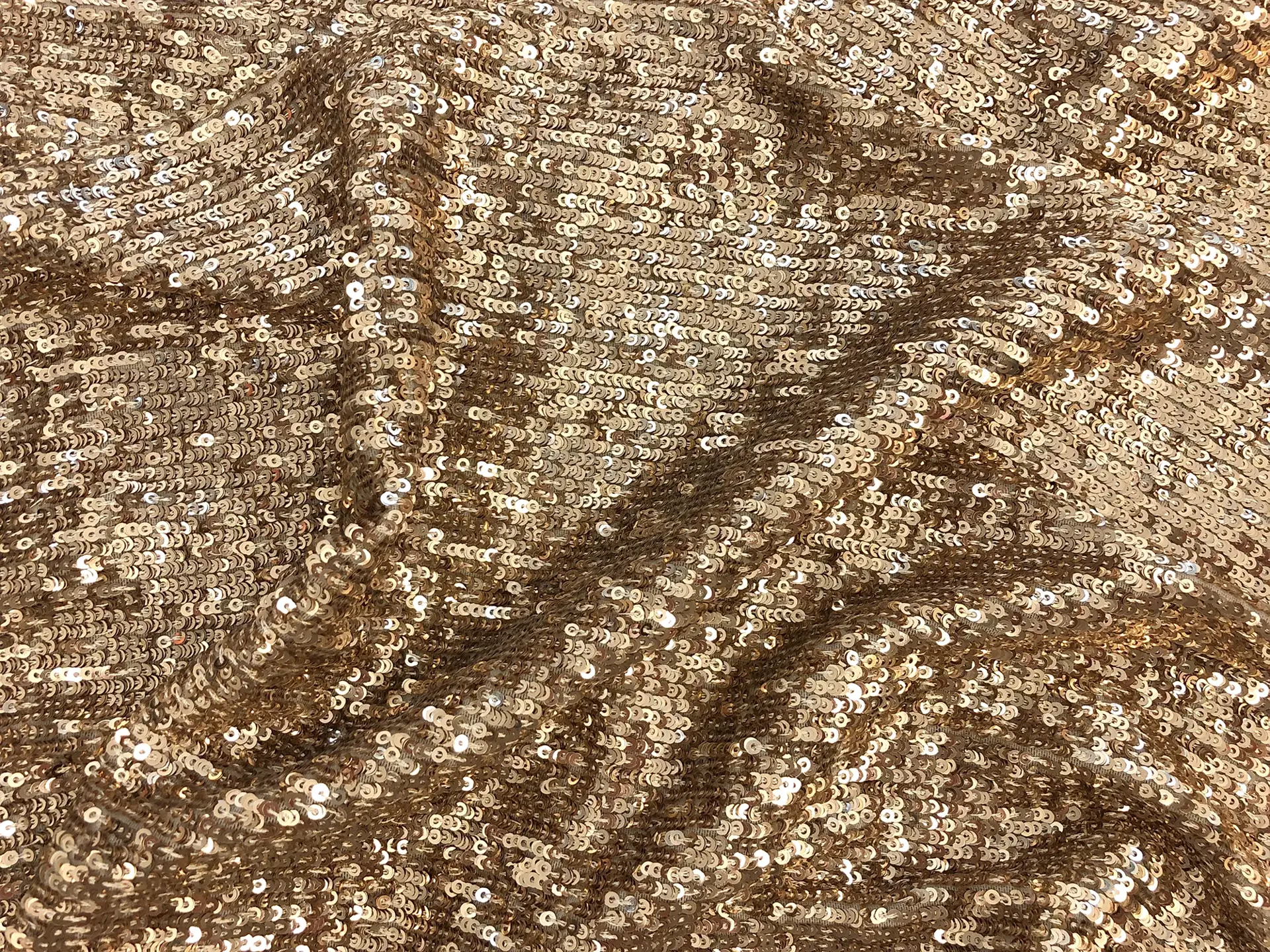 Mini Sequins on Stretch Tulle in Gold