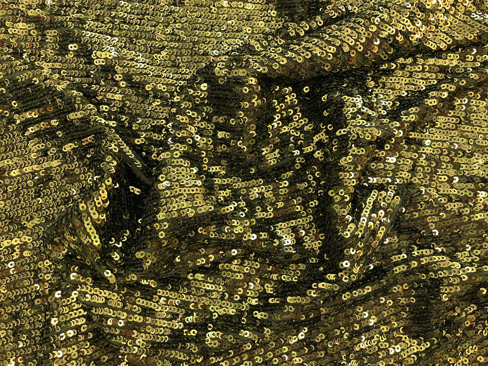 Mini Sequins on Stretch Tulle in Olive