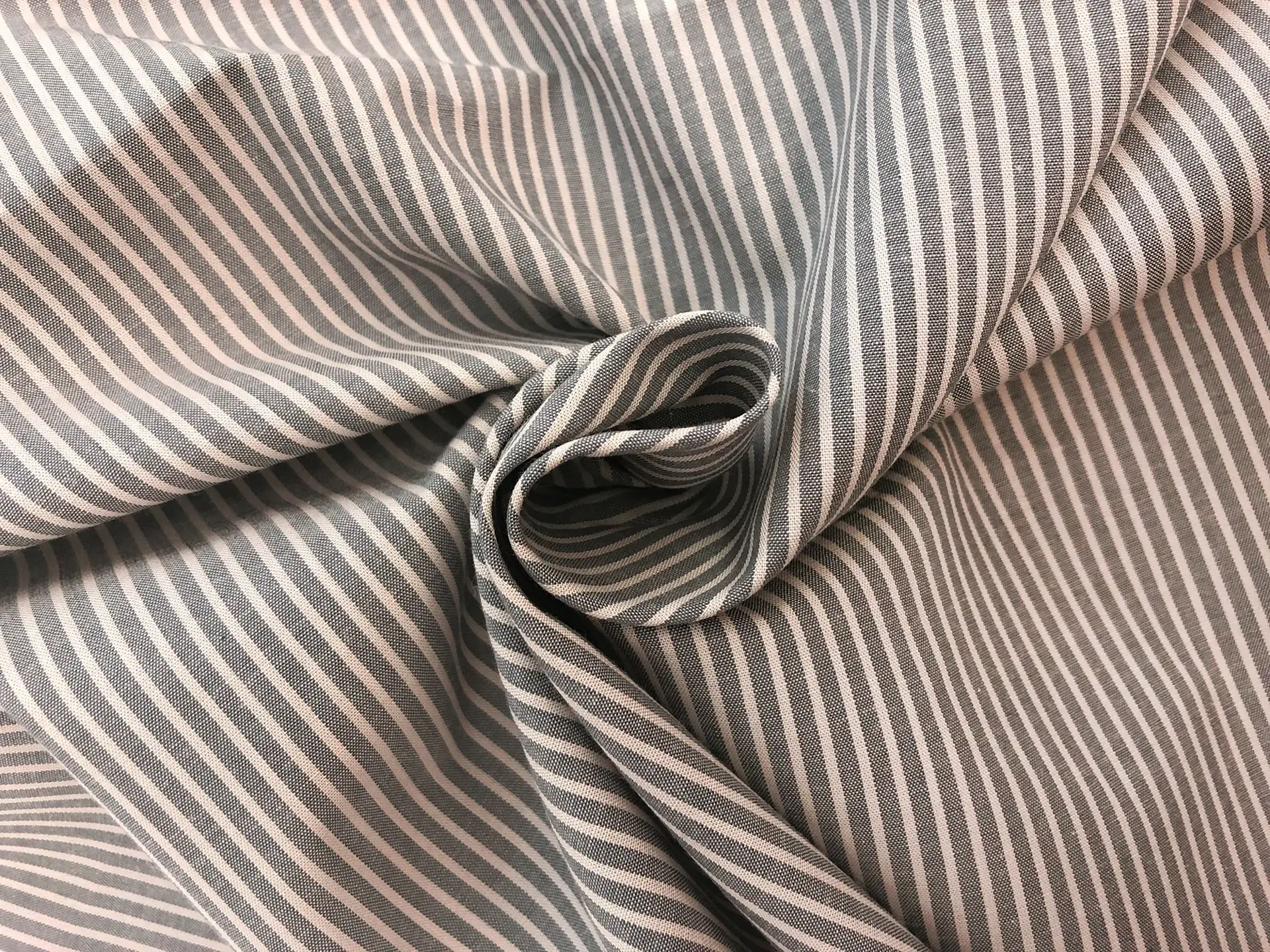 Japanese Cotton Yarn Dye Stripe in Grey