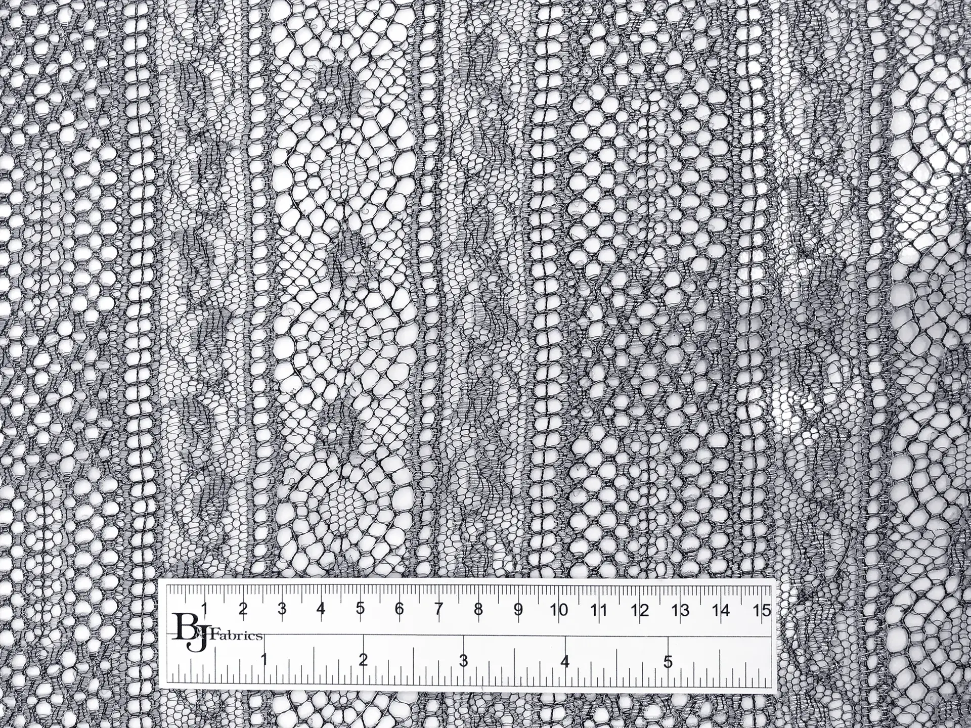 Metallic Lace with Ornamental Stripes in Navy and Silver 