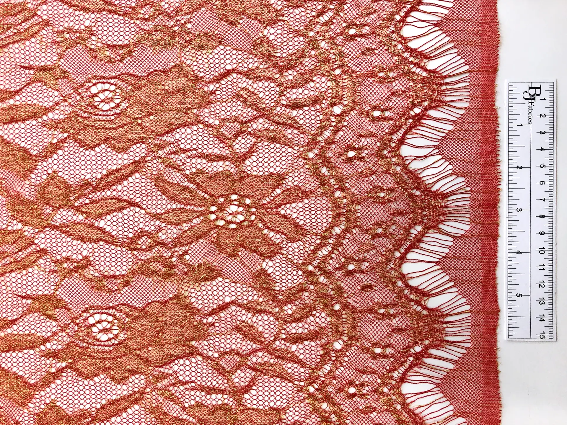 Metallic Floral Chantilly Lace in Persimmon and Gold
