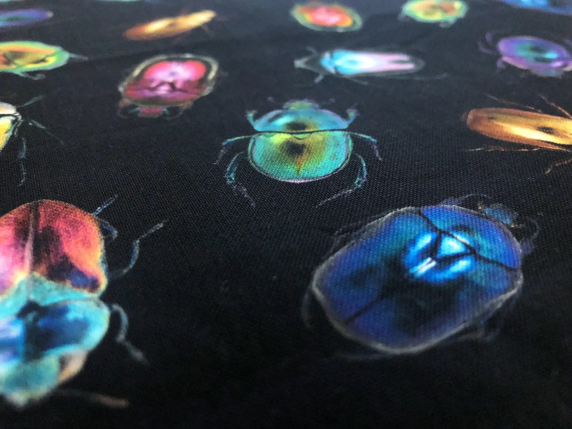 Cotton Broadcloth Digital Print Beetles on Black