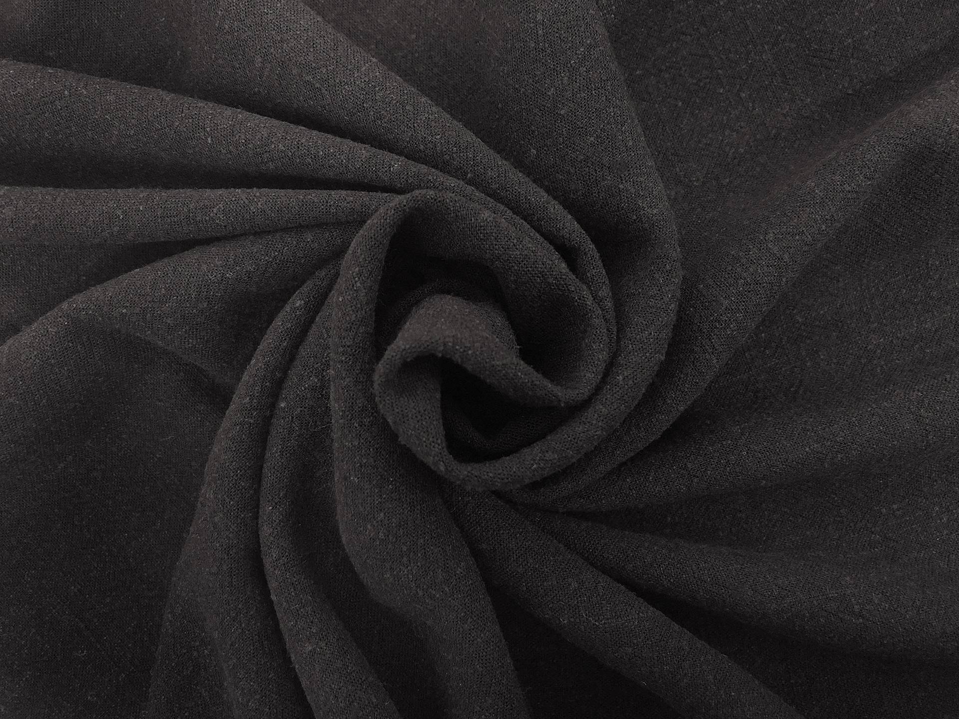 Sustainable Viscose Linen Blend Noil in Black
