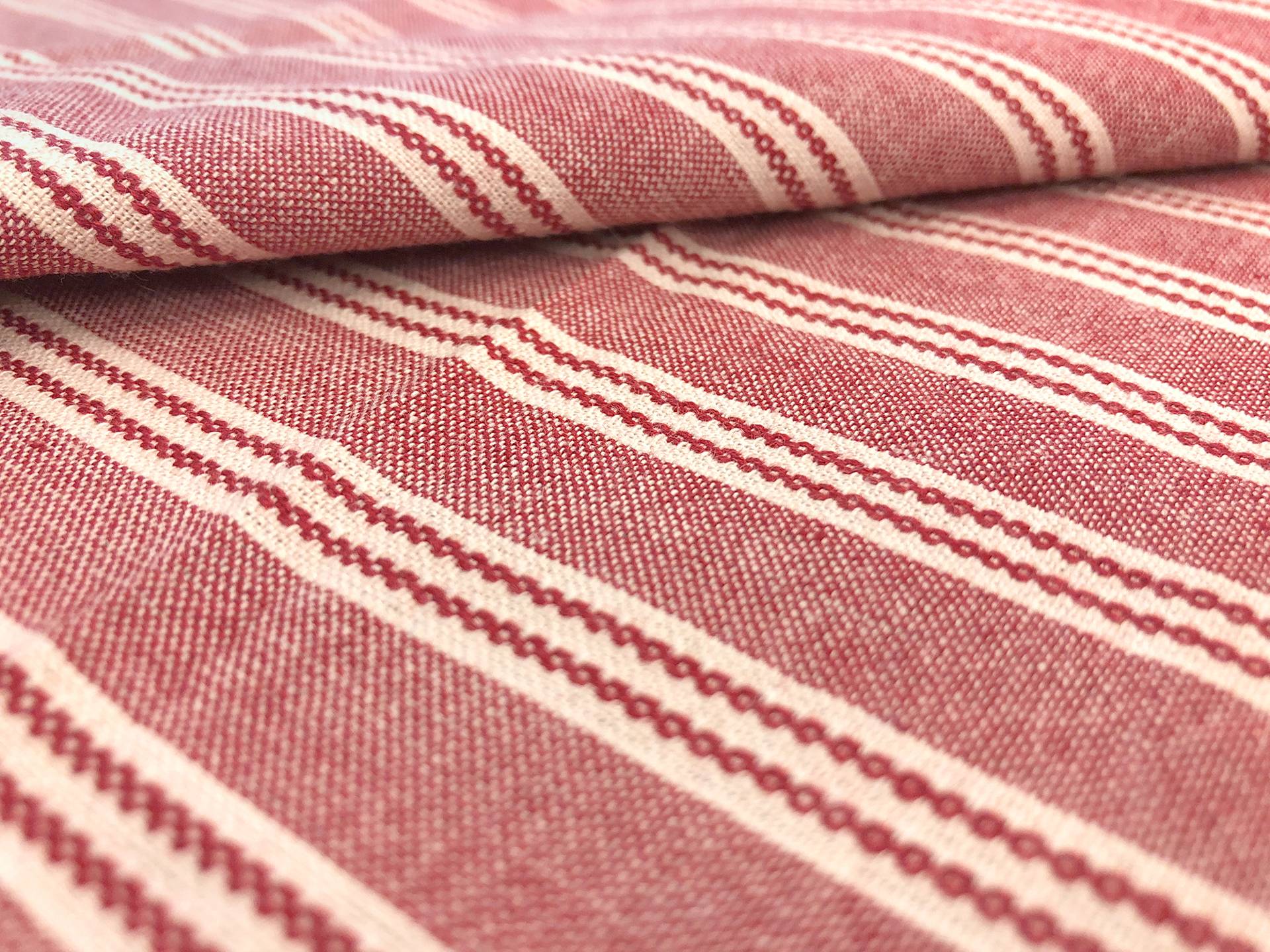 Yarn Dyed Cotton Novelty Stripe in Red