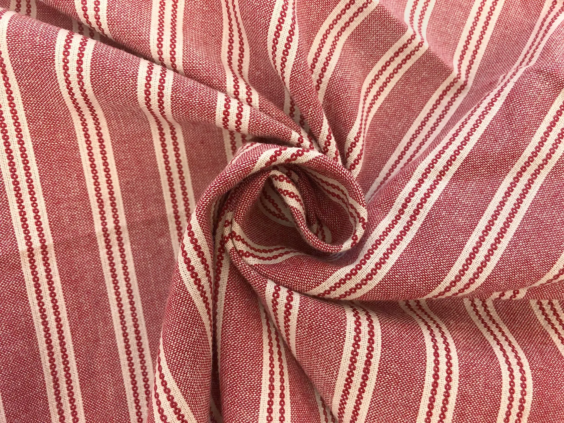 Yarn Dyed Cotton Novelty Stripe in Red