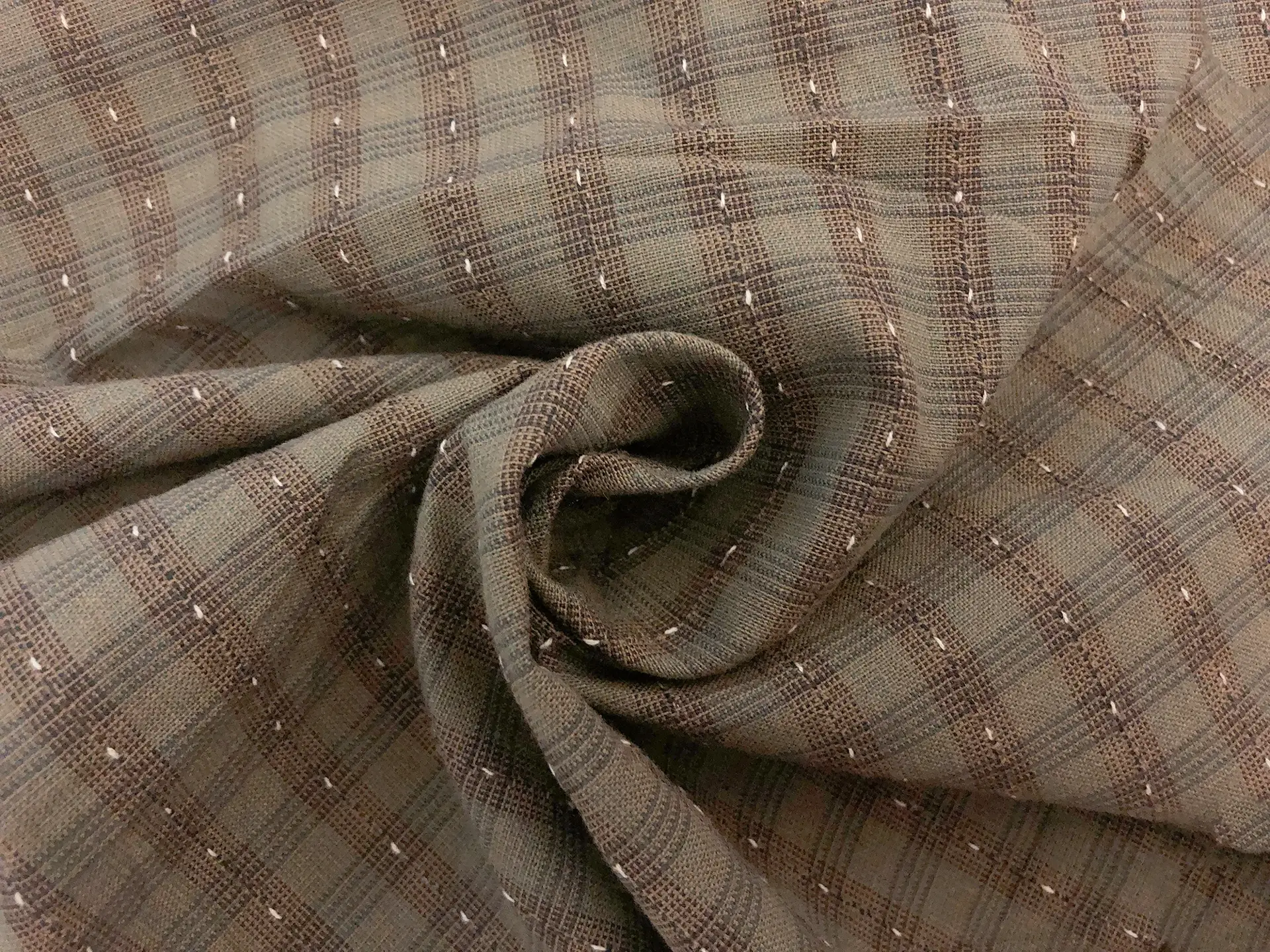 Yarn Dyed Cotton Plaid Novelty in Olive Drab Charcoal