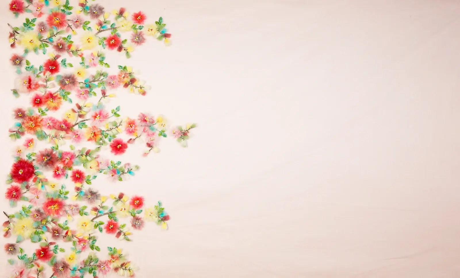 Novelty Embroidered Fringe Flowers with Bugle Bead Details