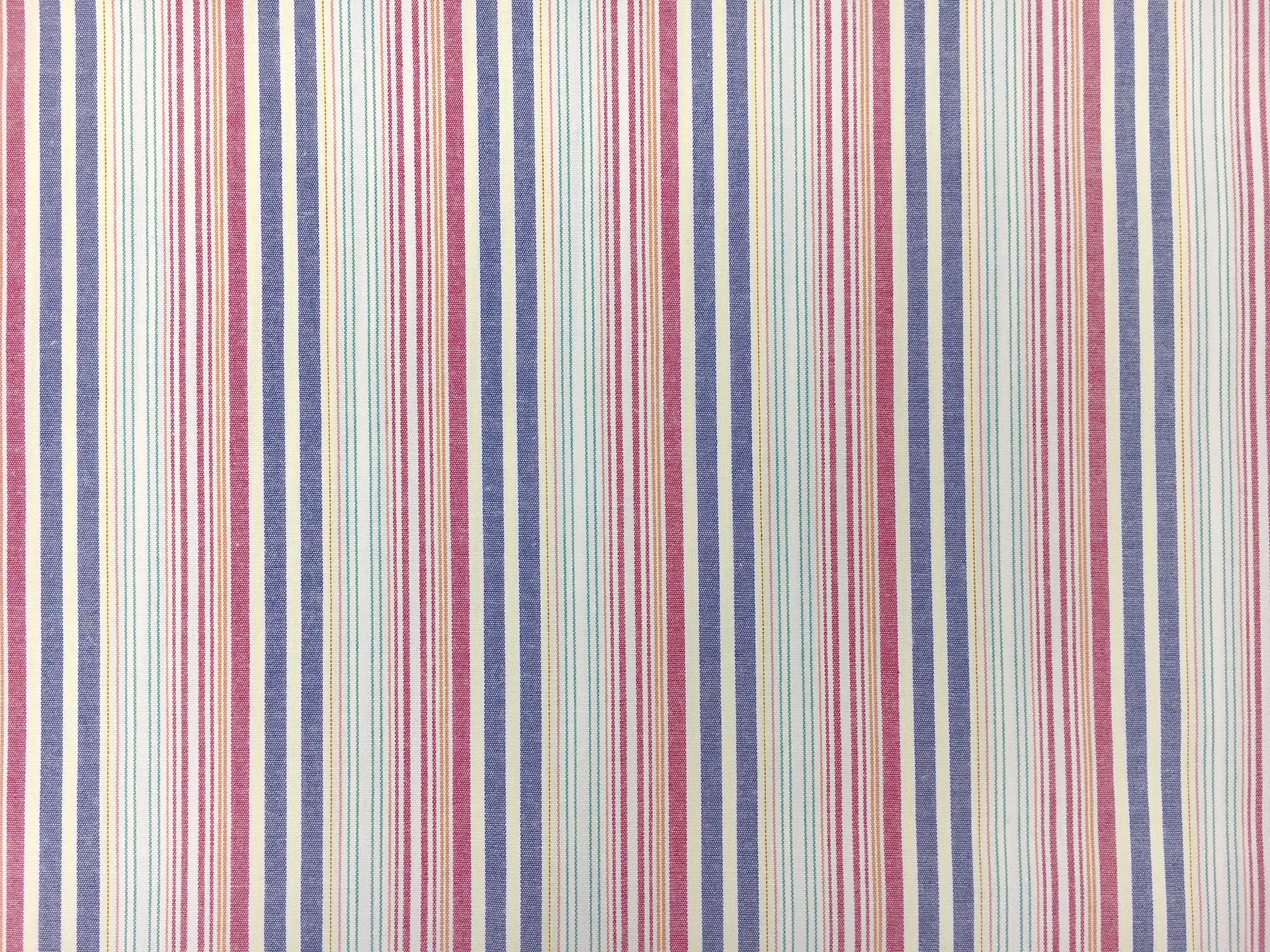 Cotton Stretch Shirting Woven Multicolor Stripe in Red Navy Yellow