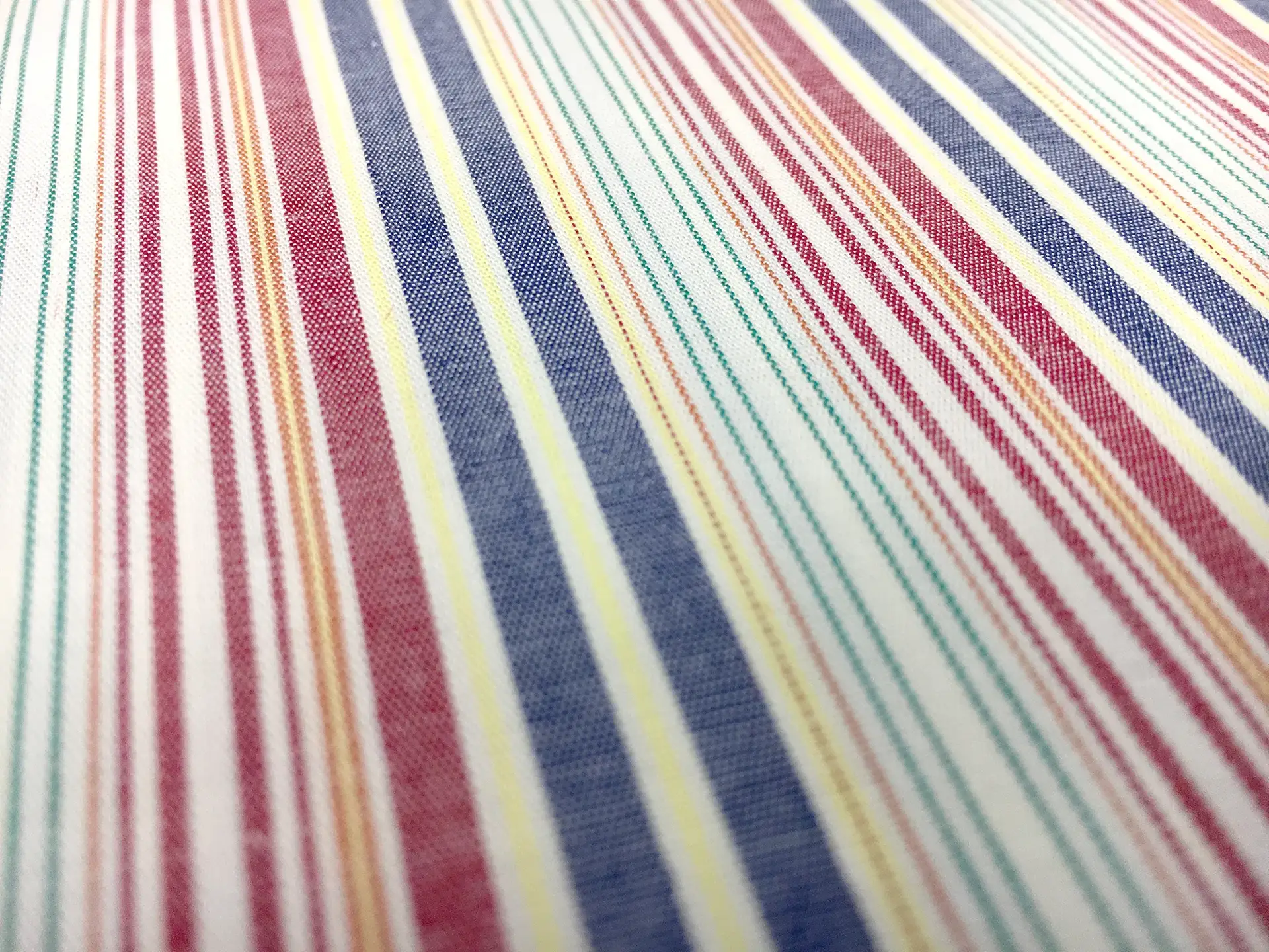 Cotton Stretch Shirting Woven Multicolor Stripe in Red Navy Yellow