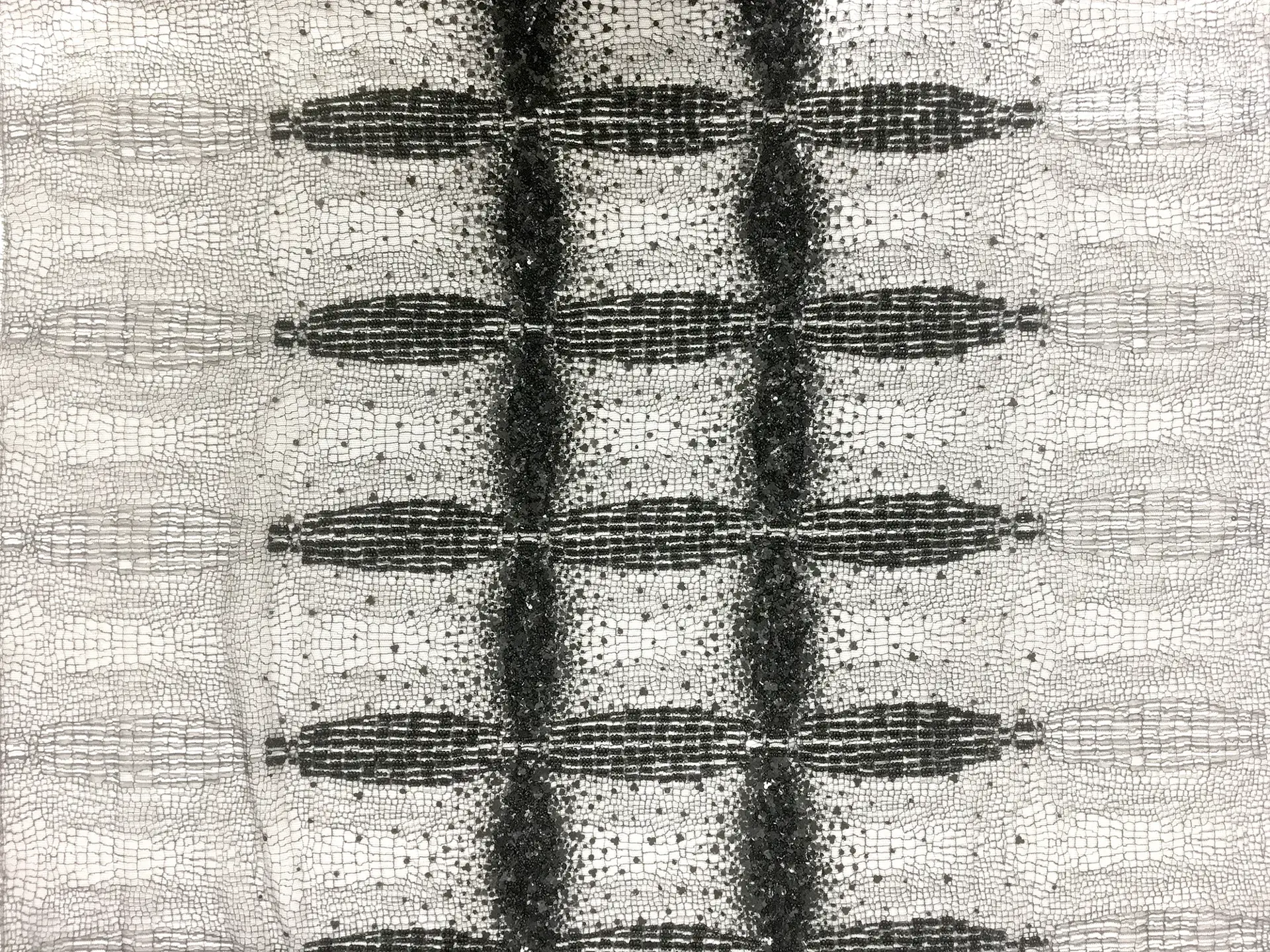 Hand Beaded Chantilly Lace with Cross Patterns