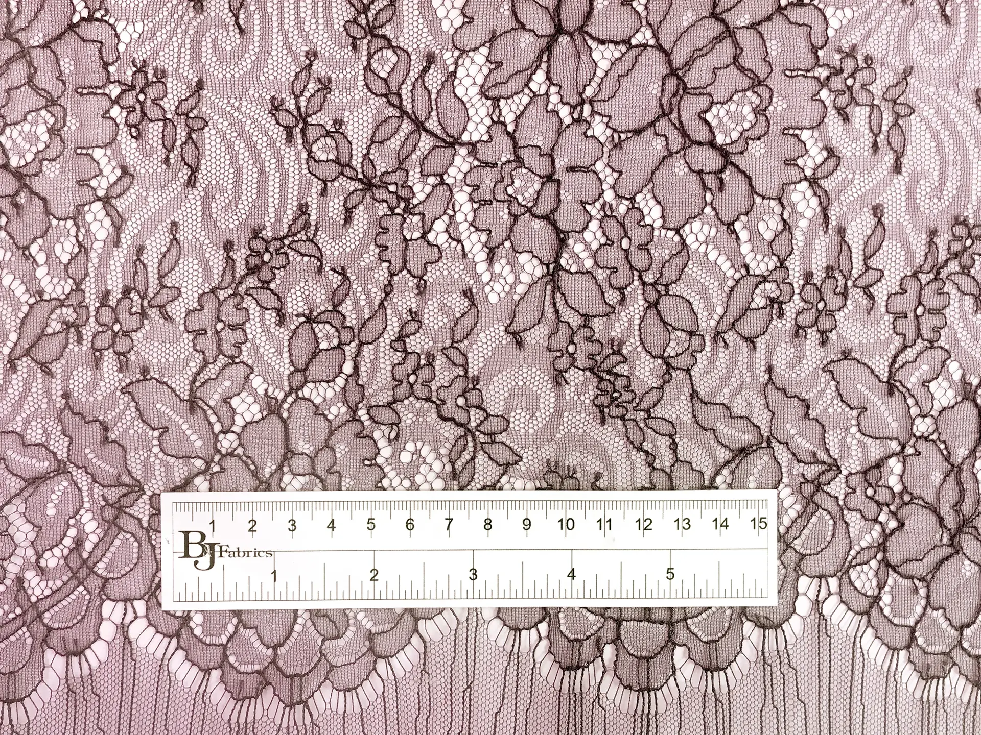 French Chantilly Lace with Swirls and Floral Motifs in Maroon