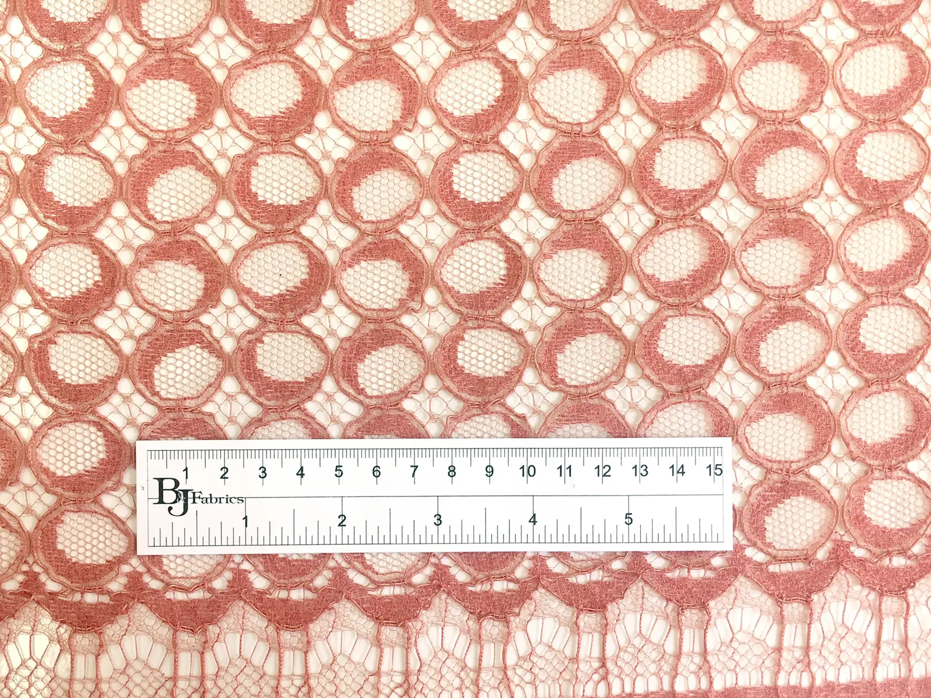 Corded Chantilly Lace with Repeating Circles in Melon