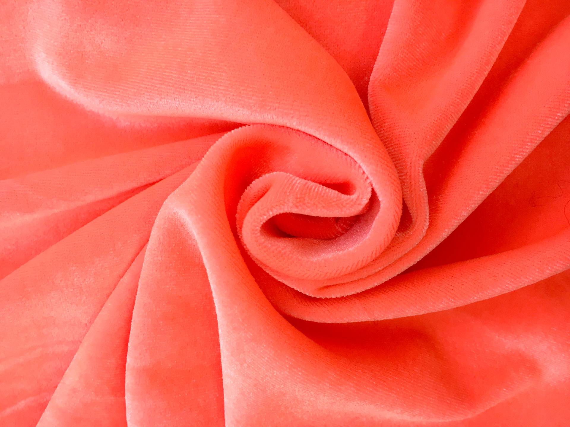 Polyester and Lycra Blend Stretch Velvet in Neon Orange