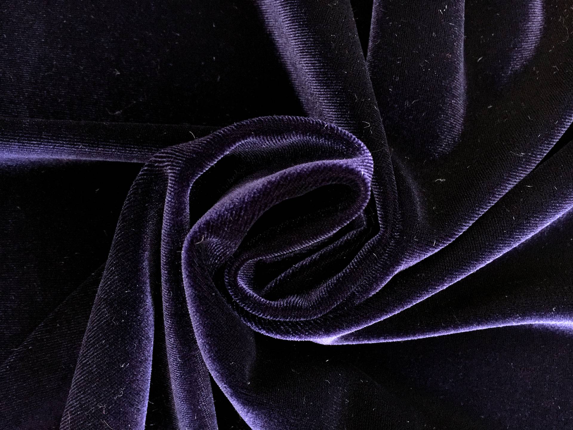 Polyester and Lycra Blend Stretch Velvet in Purple