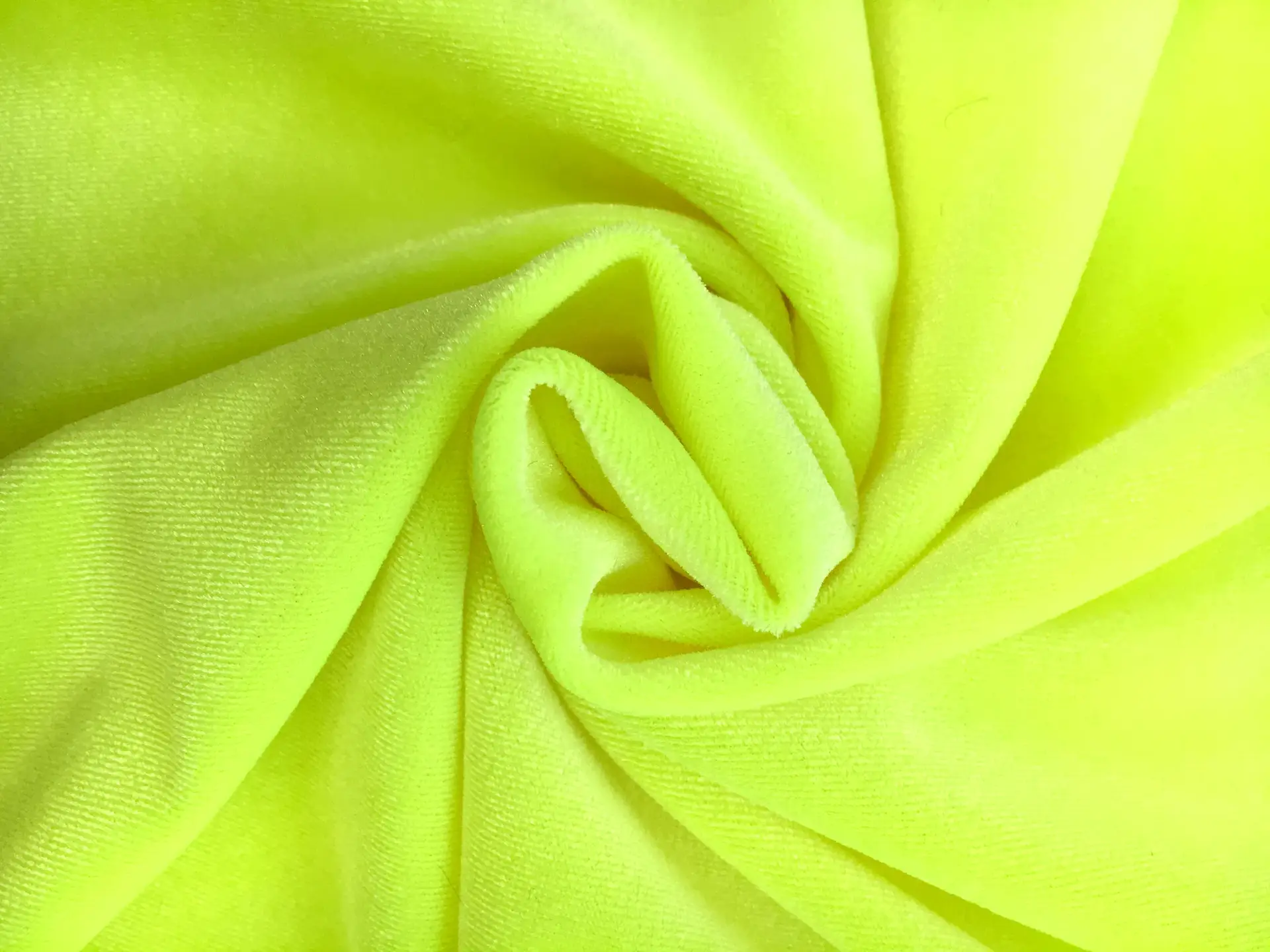 Polyester and Lycra Blend Stretch Velvet in Neon Yellow