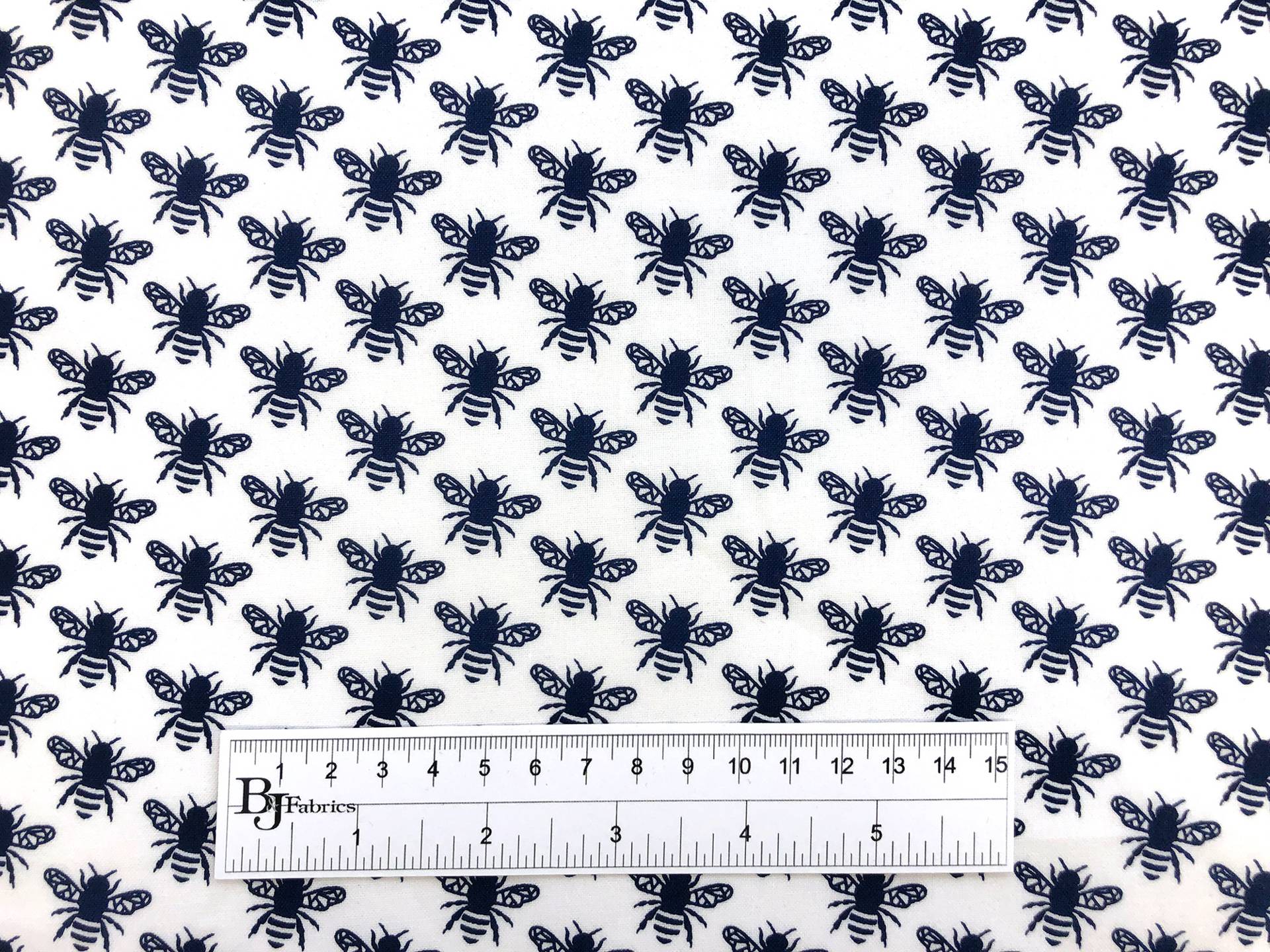Cotton Broadcloth Print With Bees in Navy