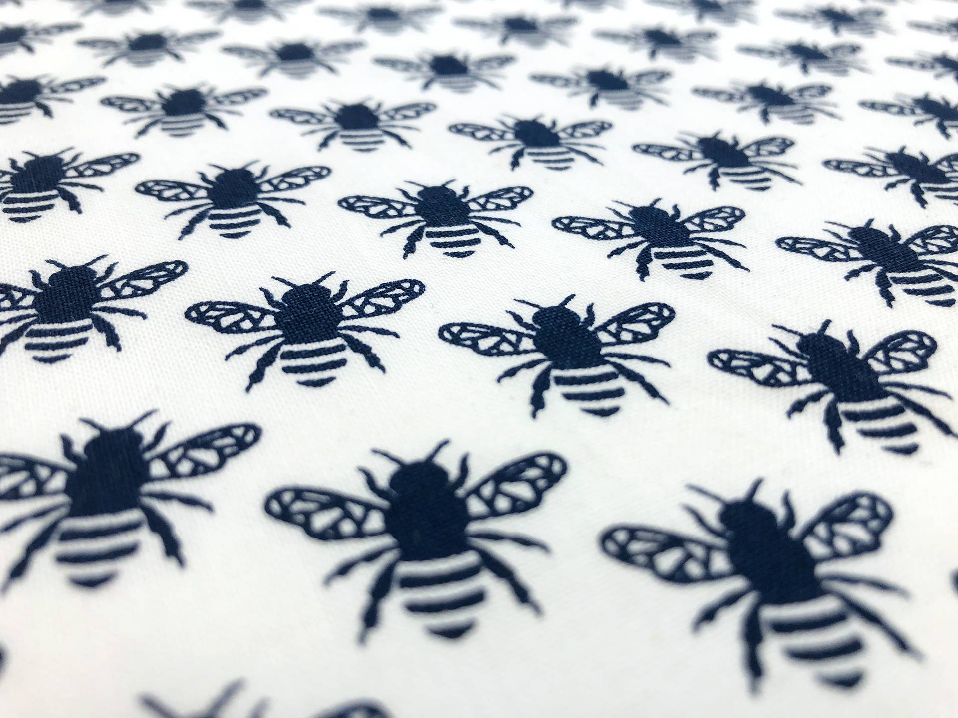 Cotton Broadcloth Print With Bees in Navy