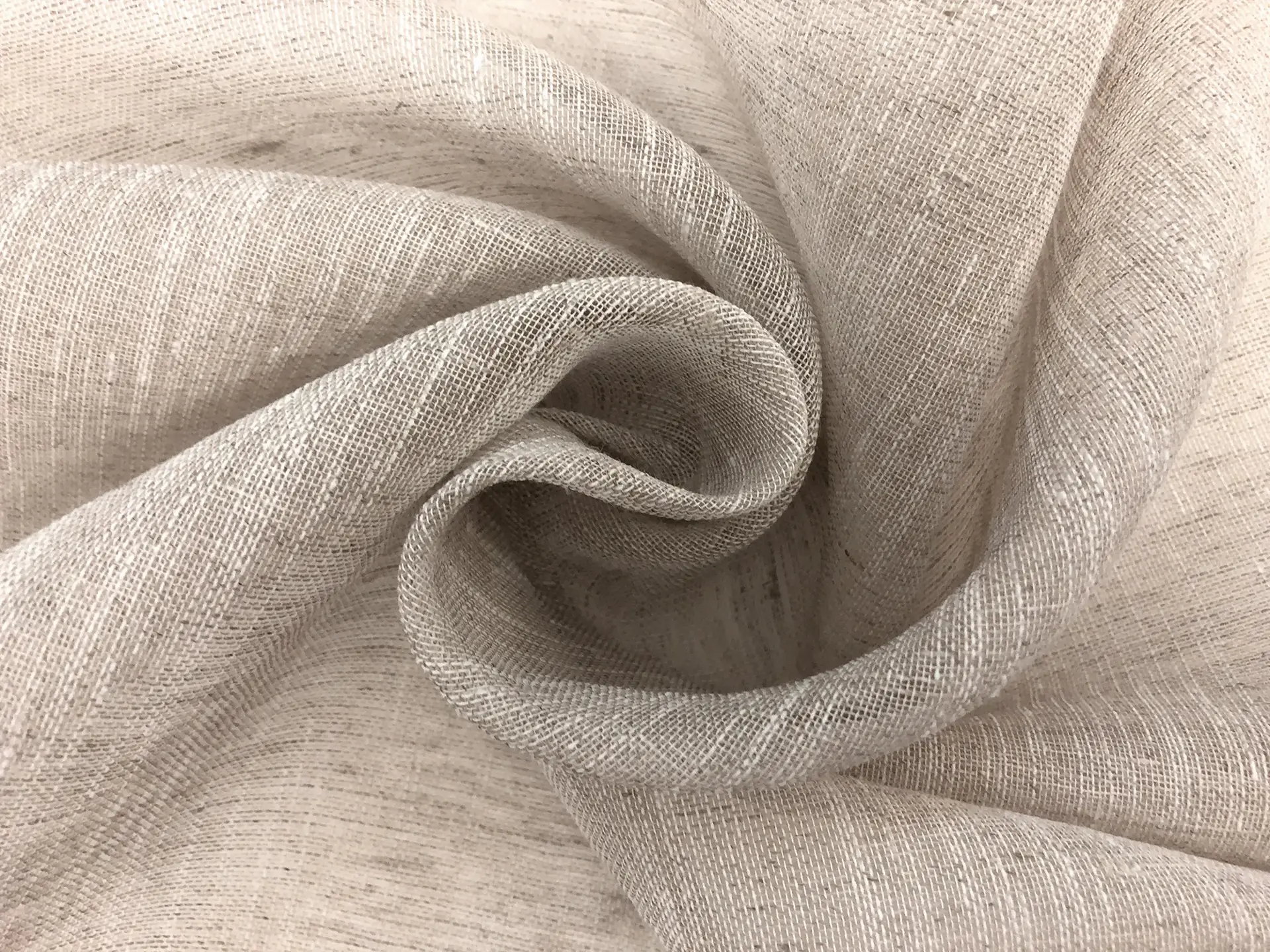Linen Poly Blend Sheer Mesh in Oatmeal