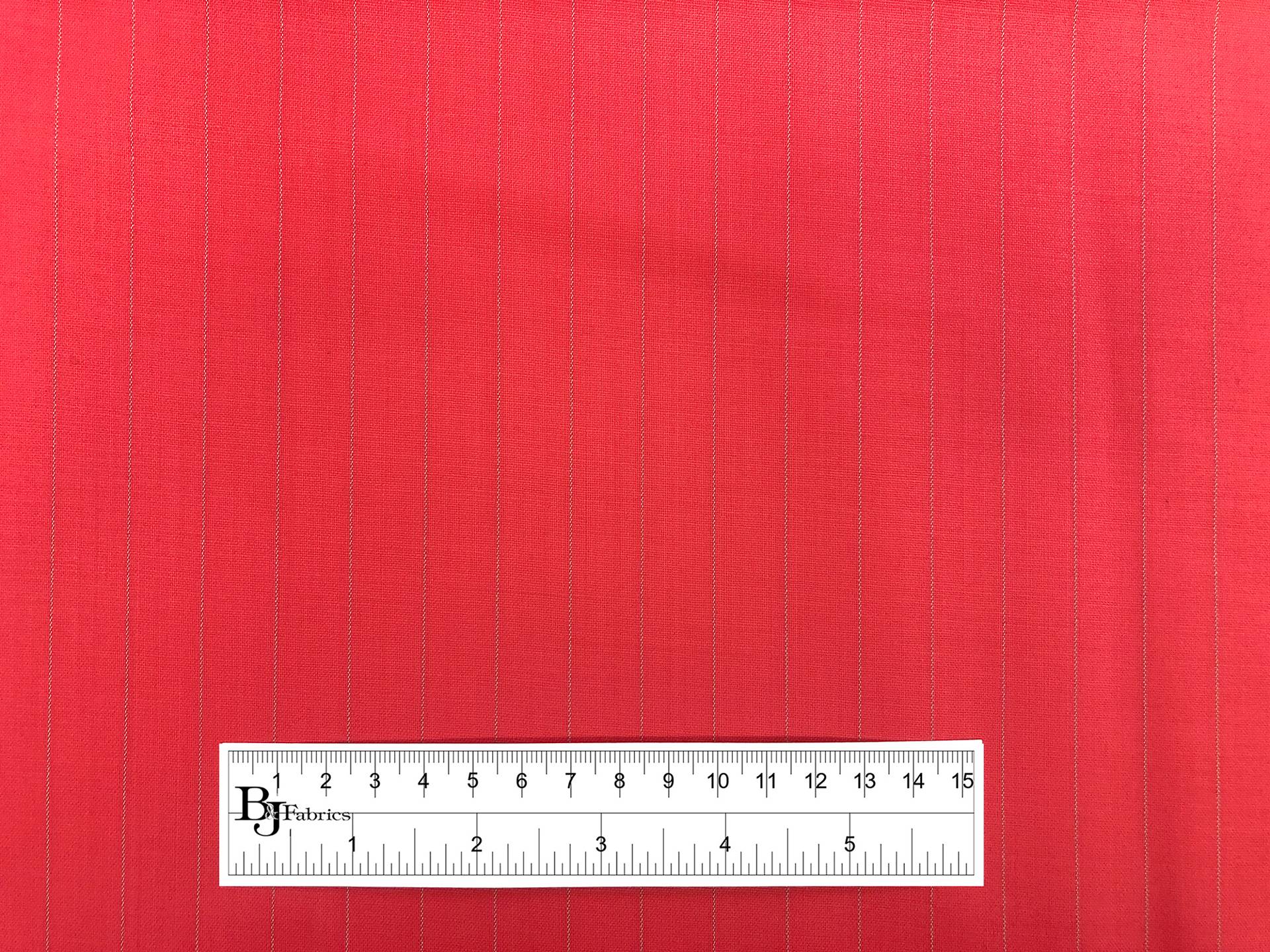 Italian Stretch Wool Stripe Suiting in Coral