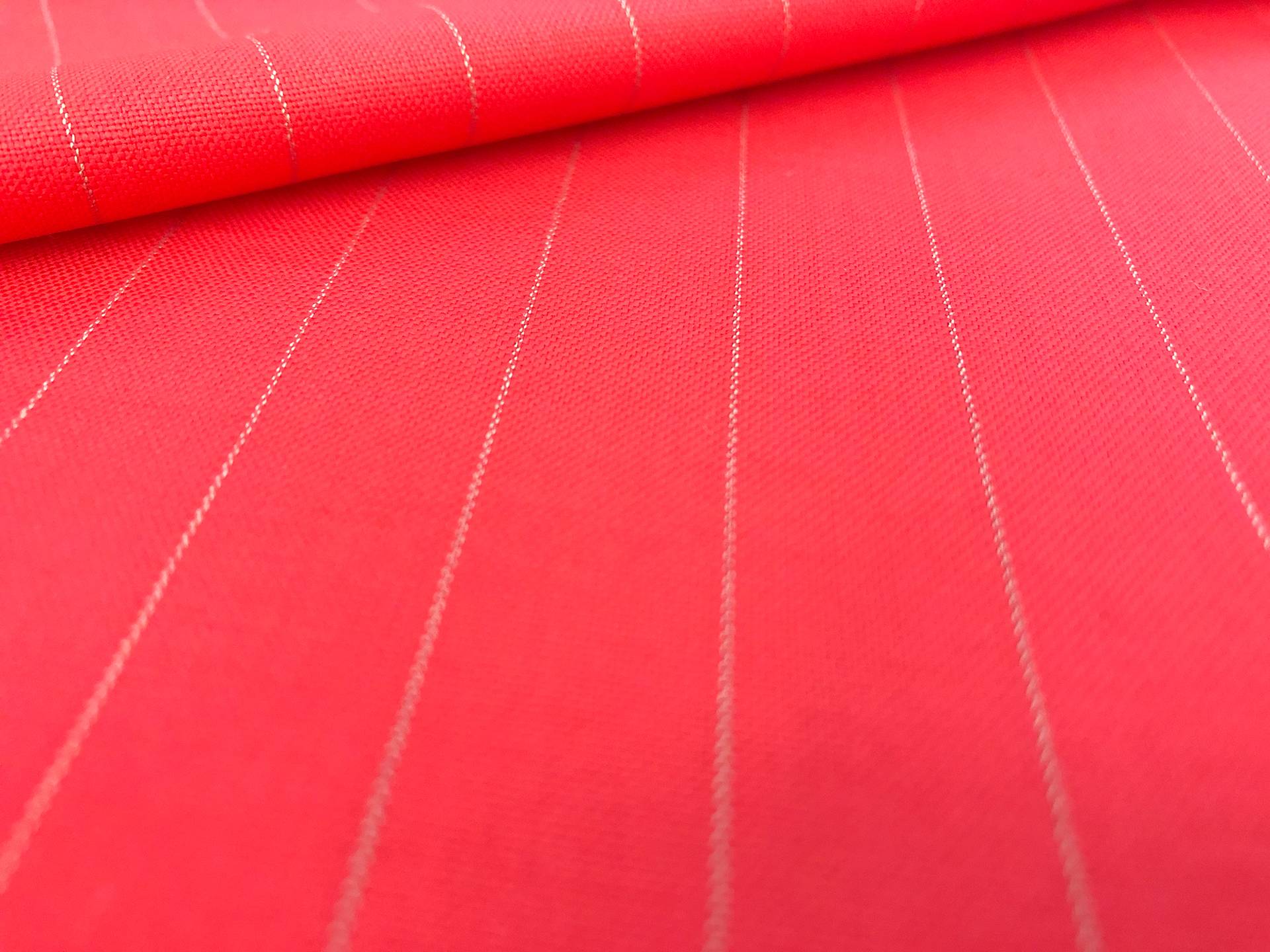 Italian Stretch Wool Stripe Suiting in Coral
