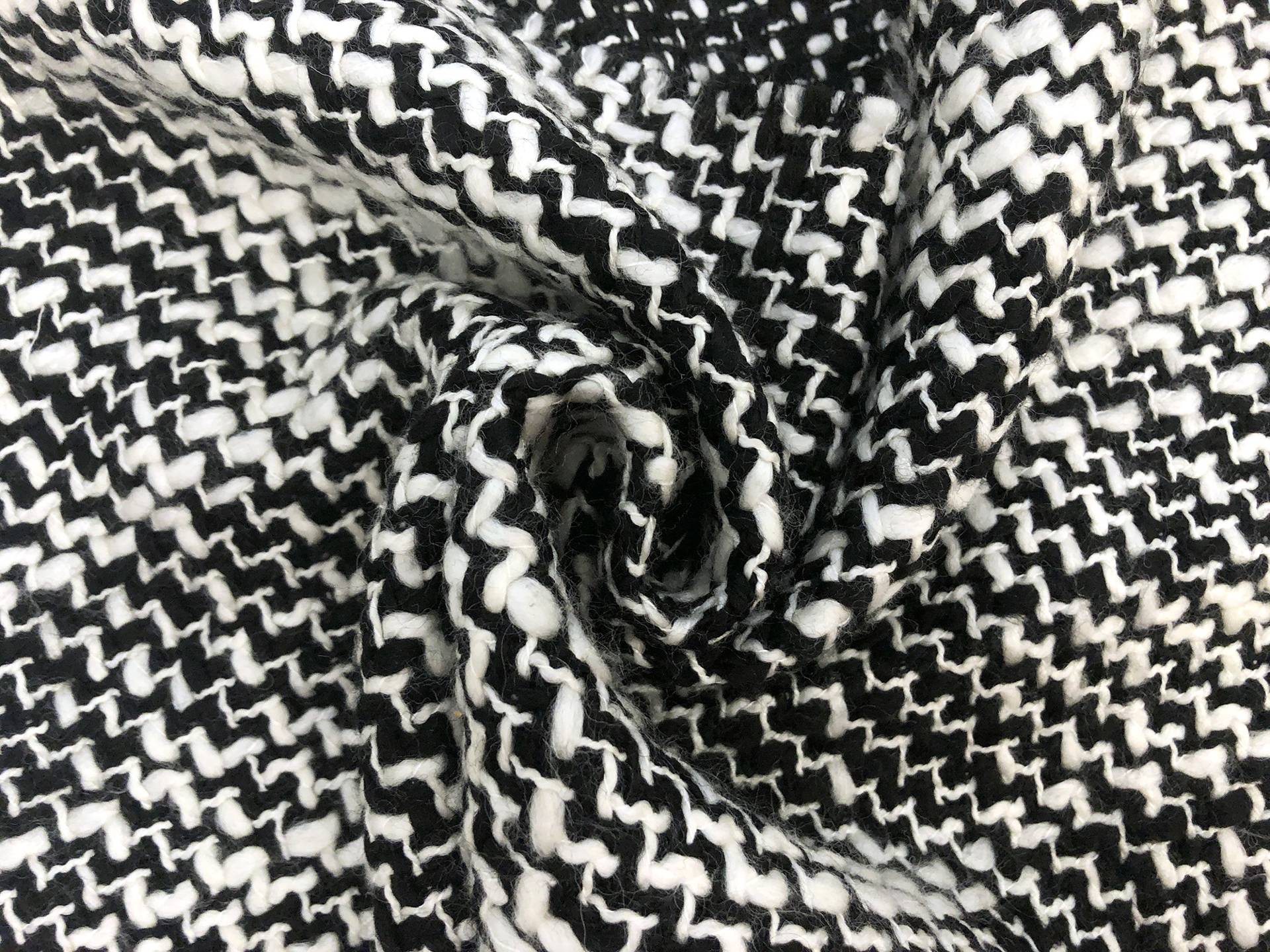 Italian Wool Blend Tweed in Black and White