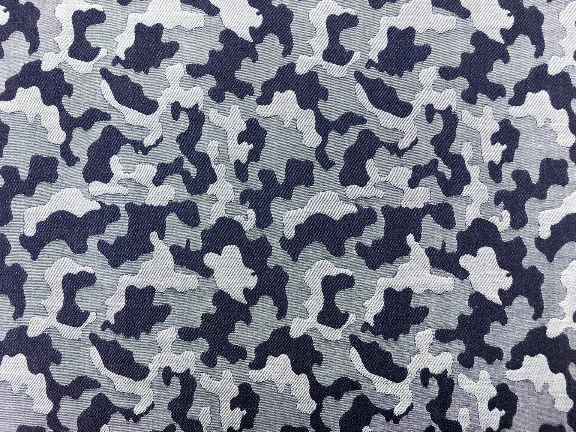 Cotton Camouflage Jacquard in Navy Grey