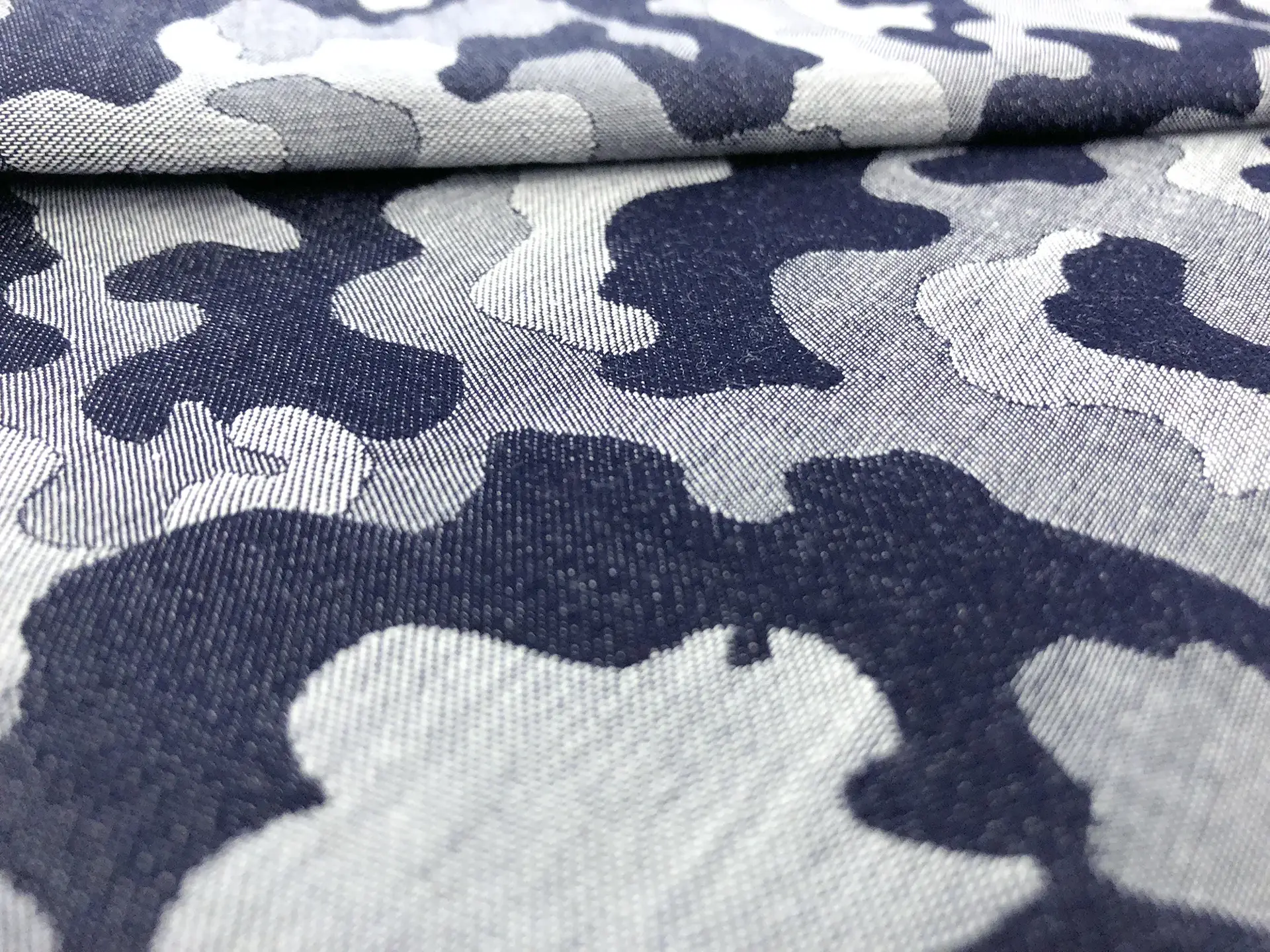 Cotton Camouflage Jacquard in Navy Grey