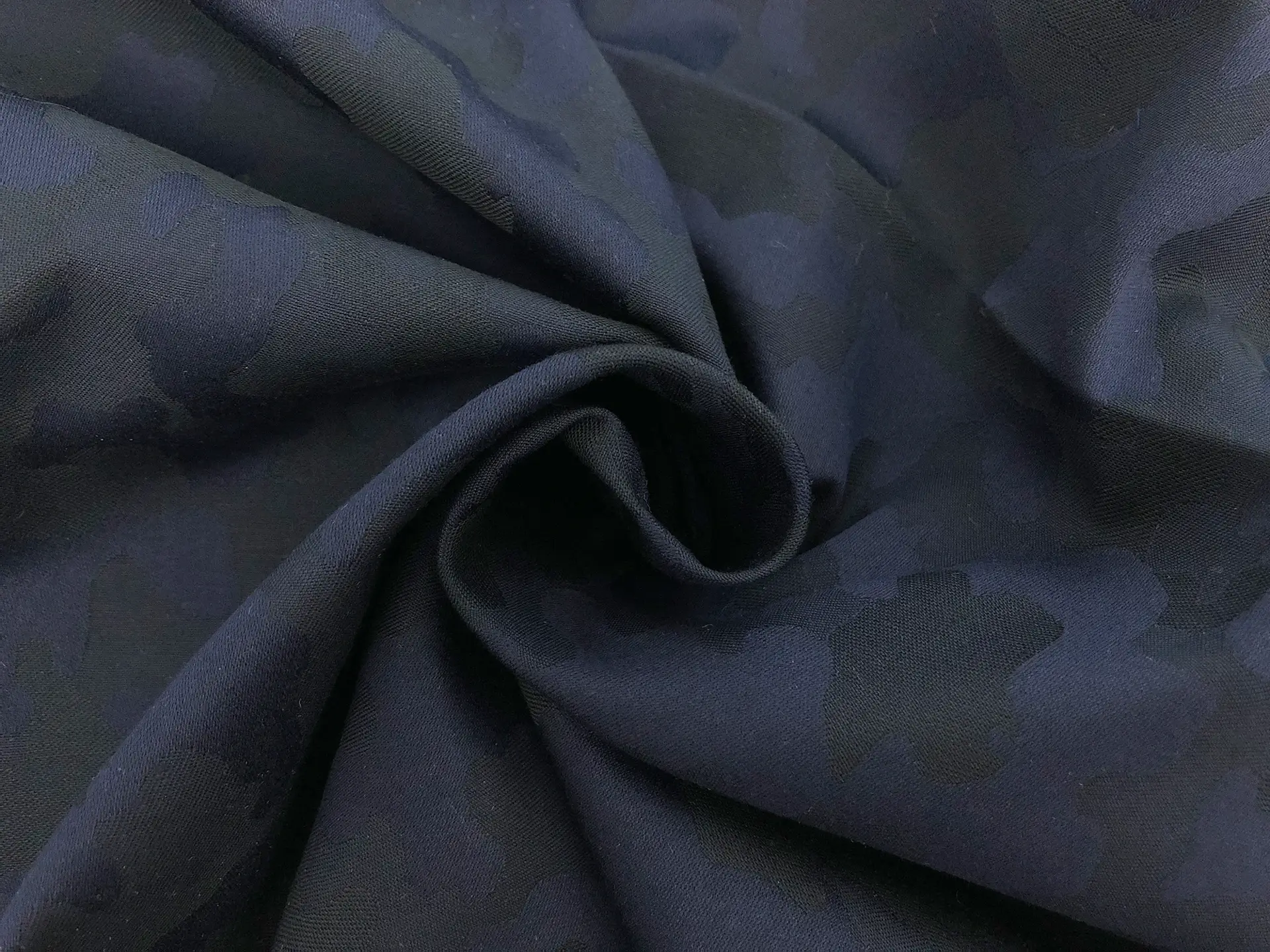 Cotton Camouflage Jacquard in Navy Black