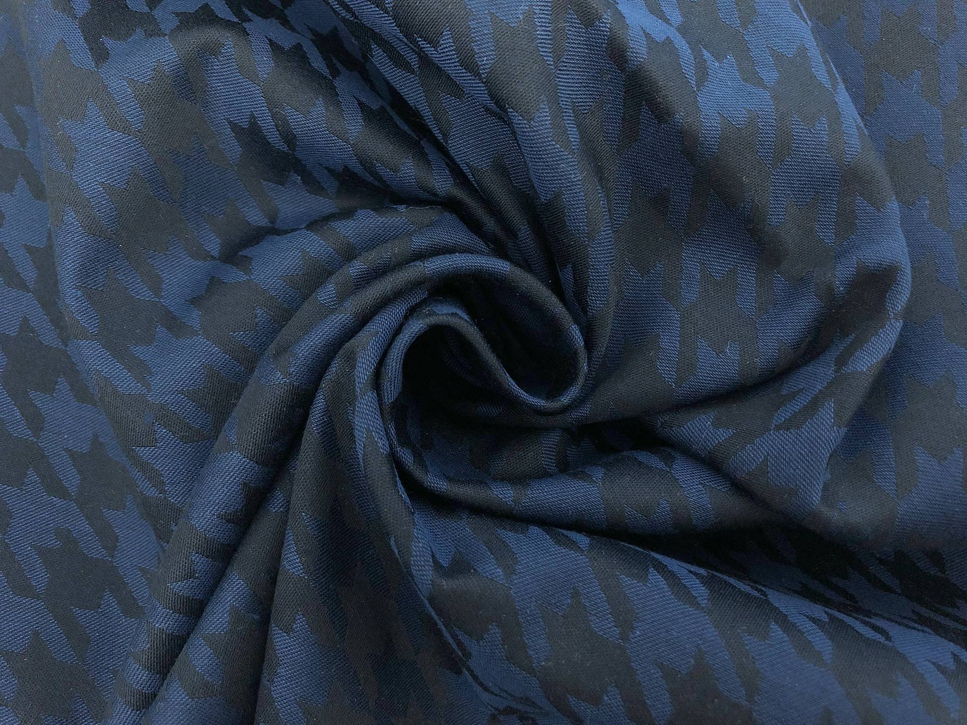 Cotton Houndstooth Jacquard in Ink Black