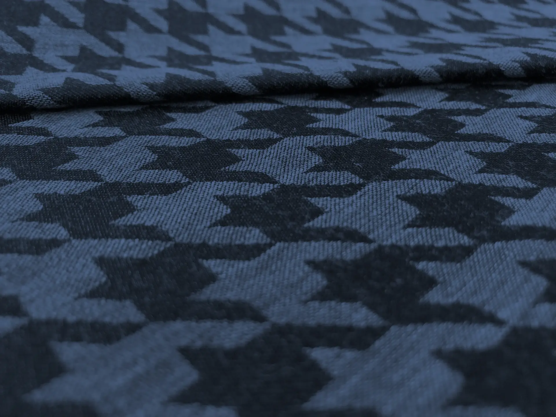 Cotton Houndstooth Jacquard in Ink Black