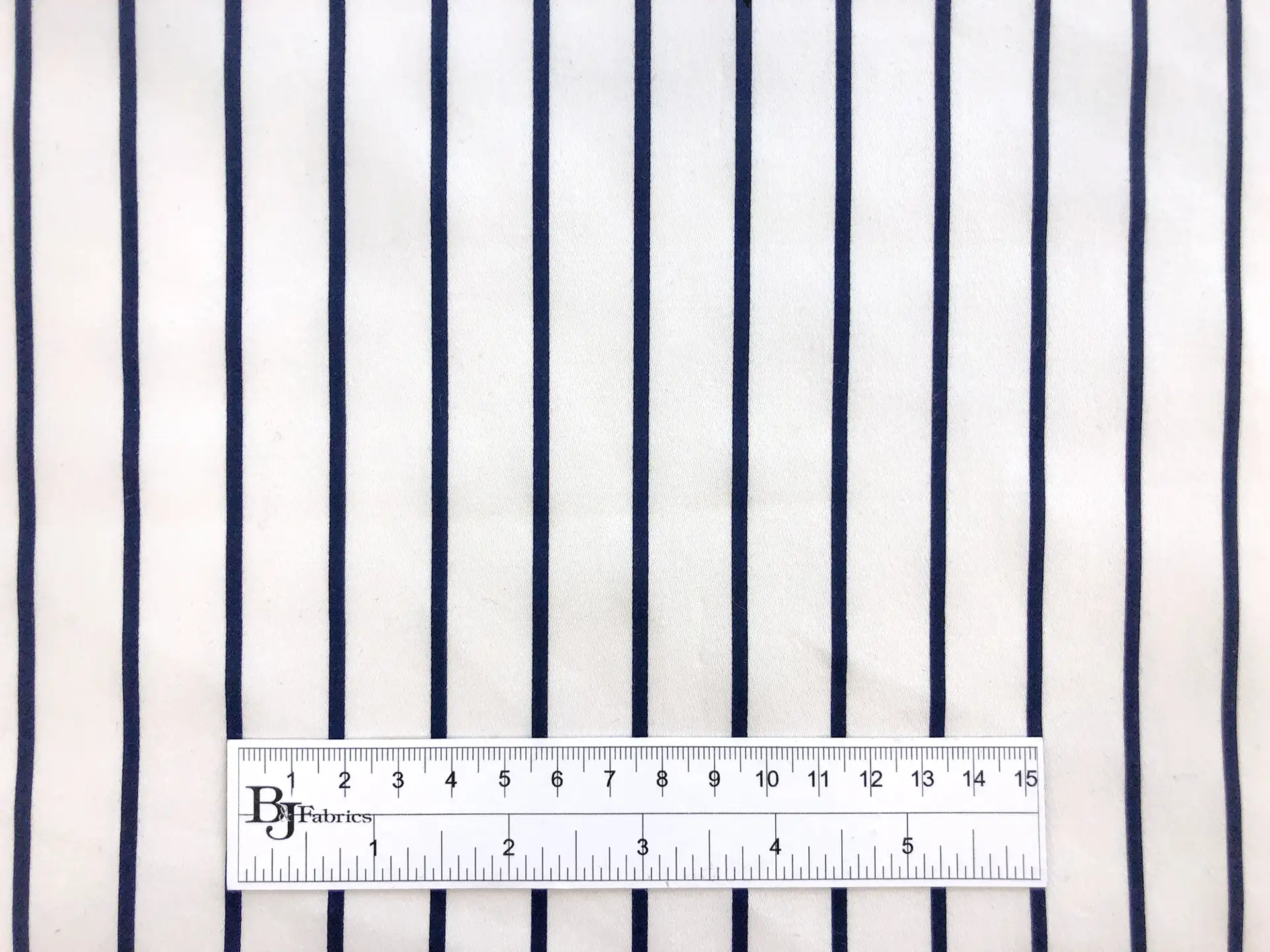 Stretch Cotton Sateen Stripe in White and Navy