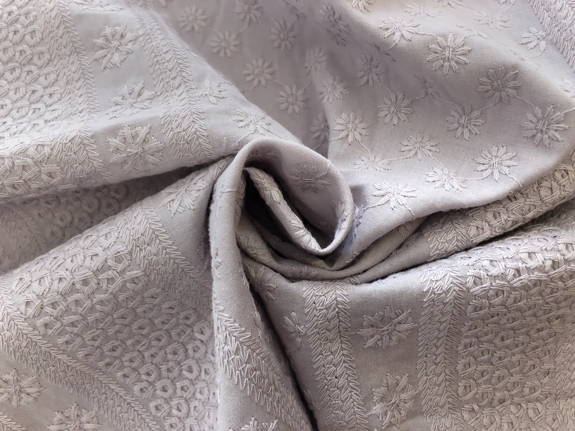 Cotton Eyelet in Silver Taupe