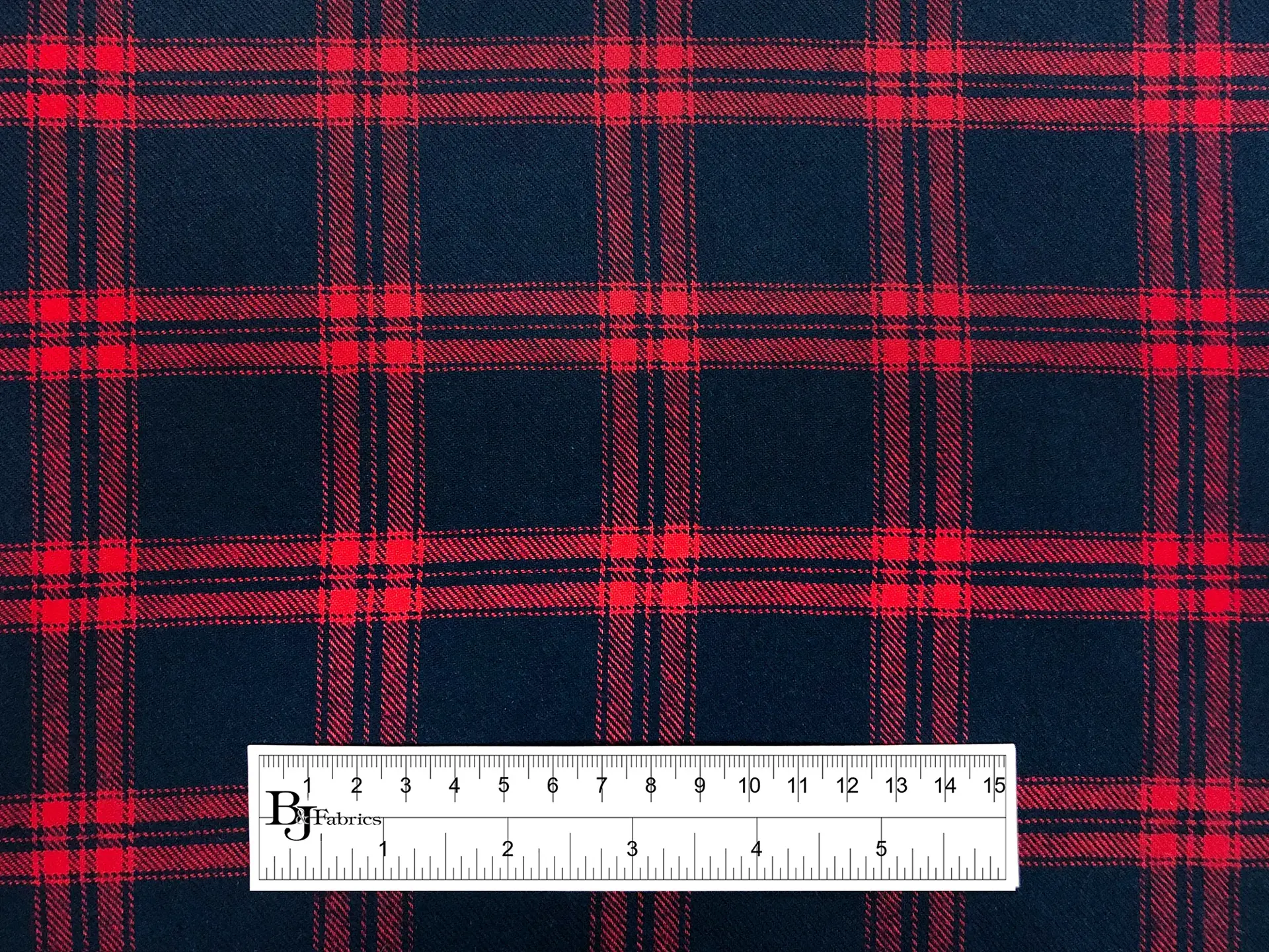 Cotton Flannel Plaid in Red and Navy