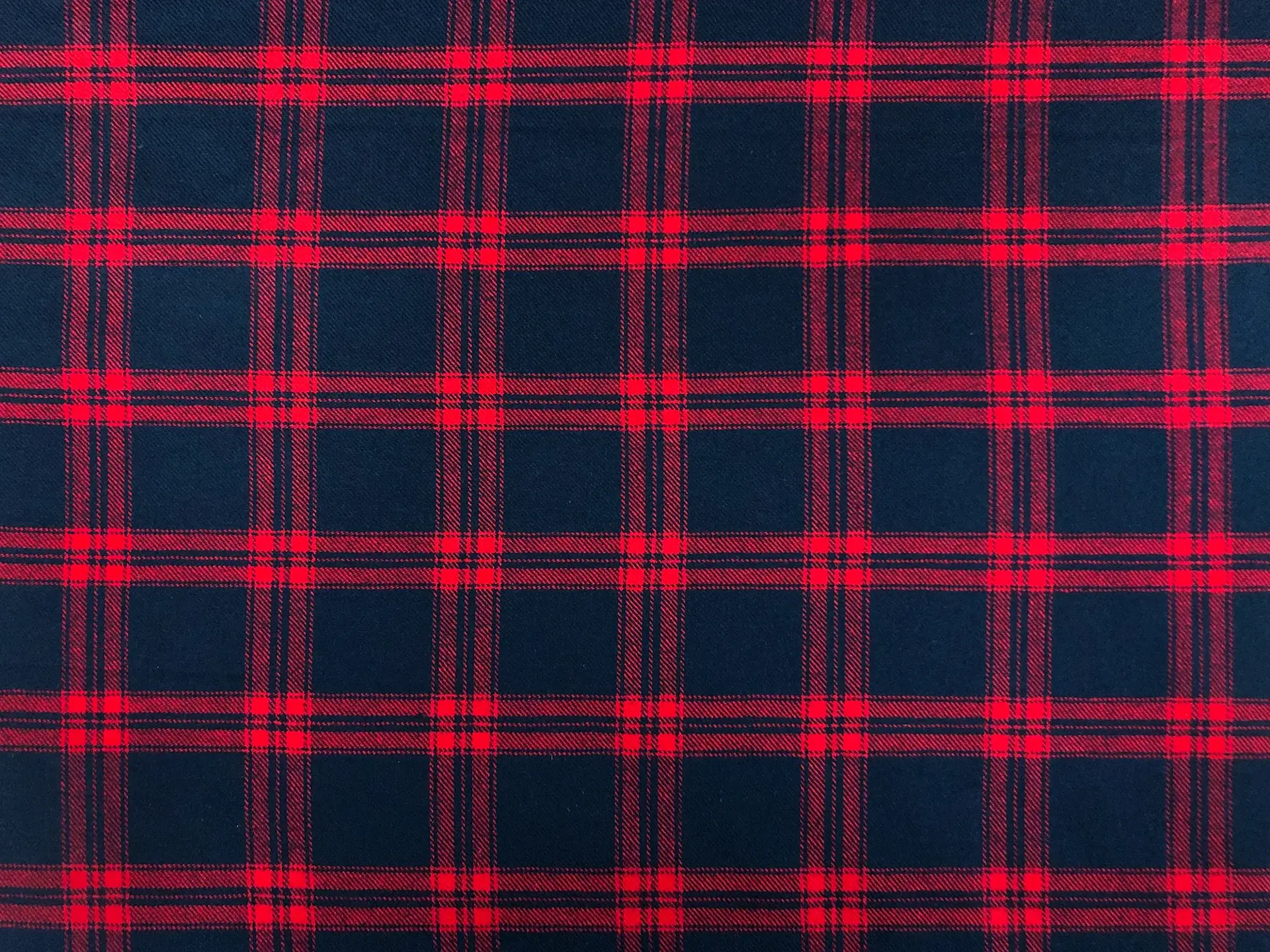 Cotton Flannel Plaid in Red and Navy