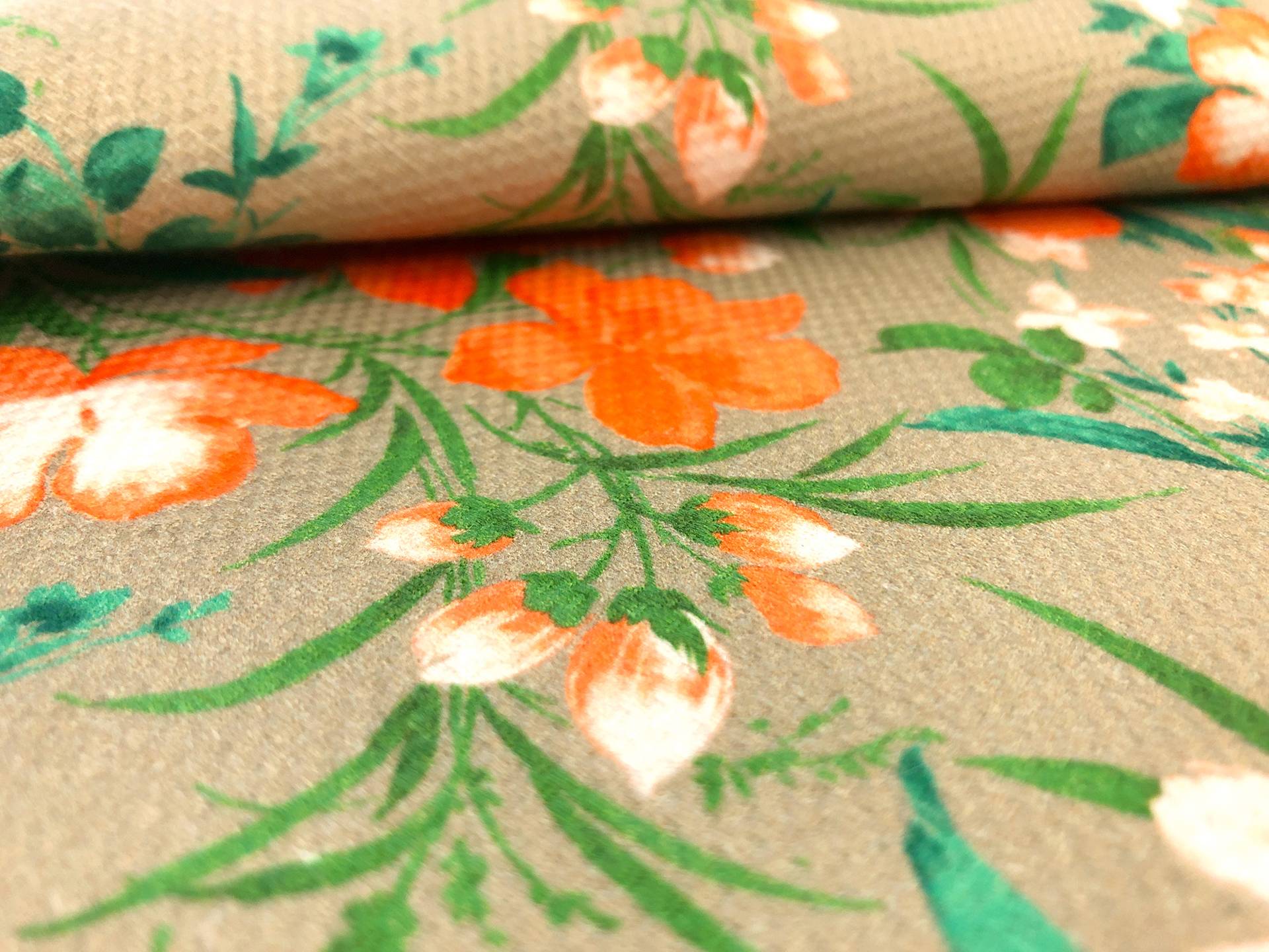 Italian Stretch Cotton Piqué Floral Print