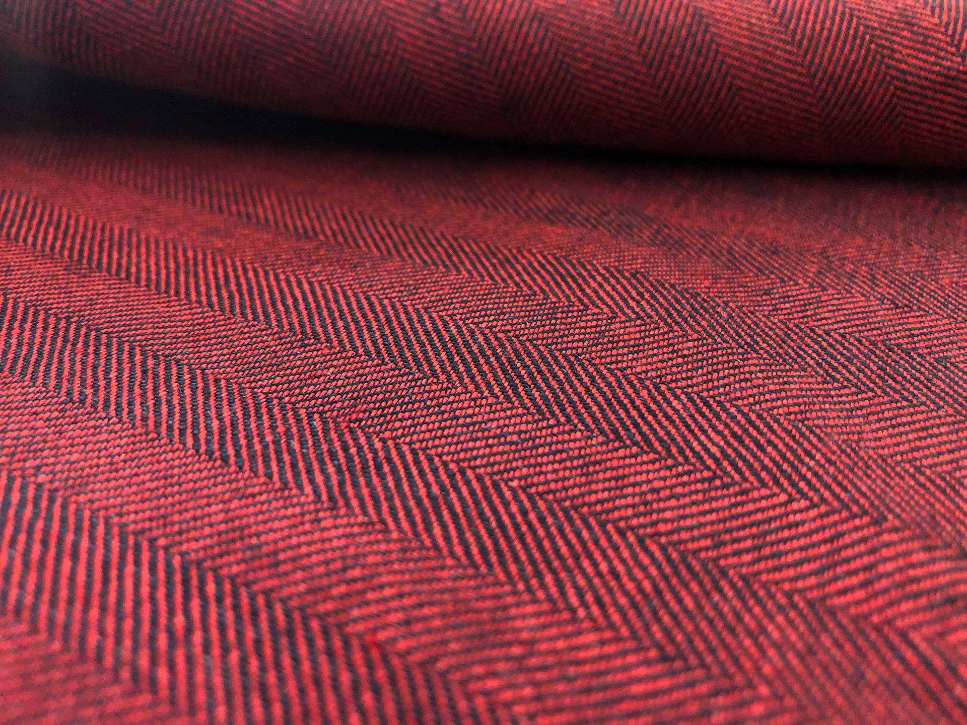 Irish Two Toned Linen Herringbone in Red