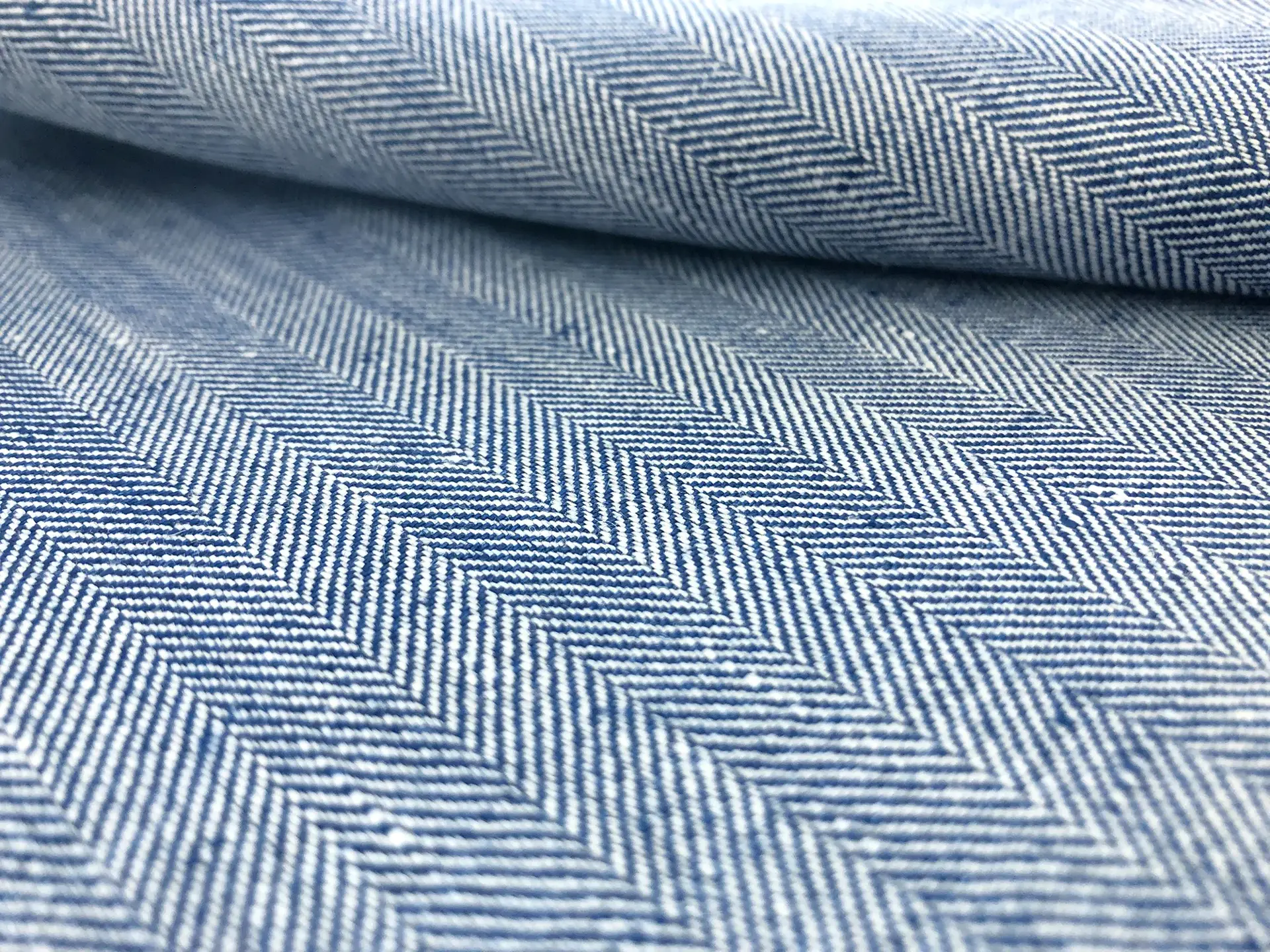Two Toned Linen Herringbone in Blue