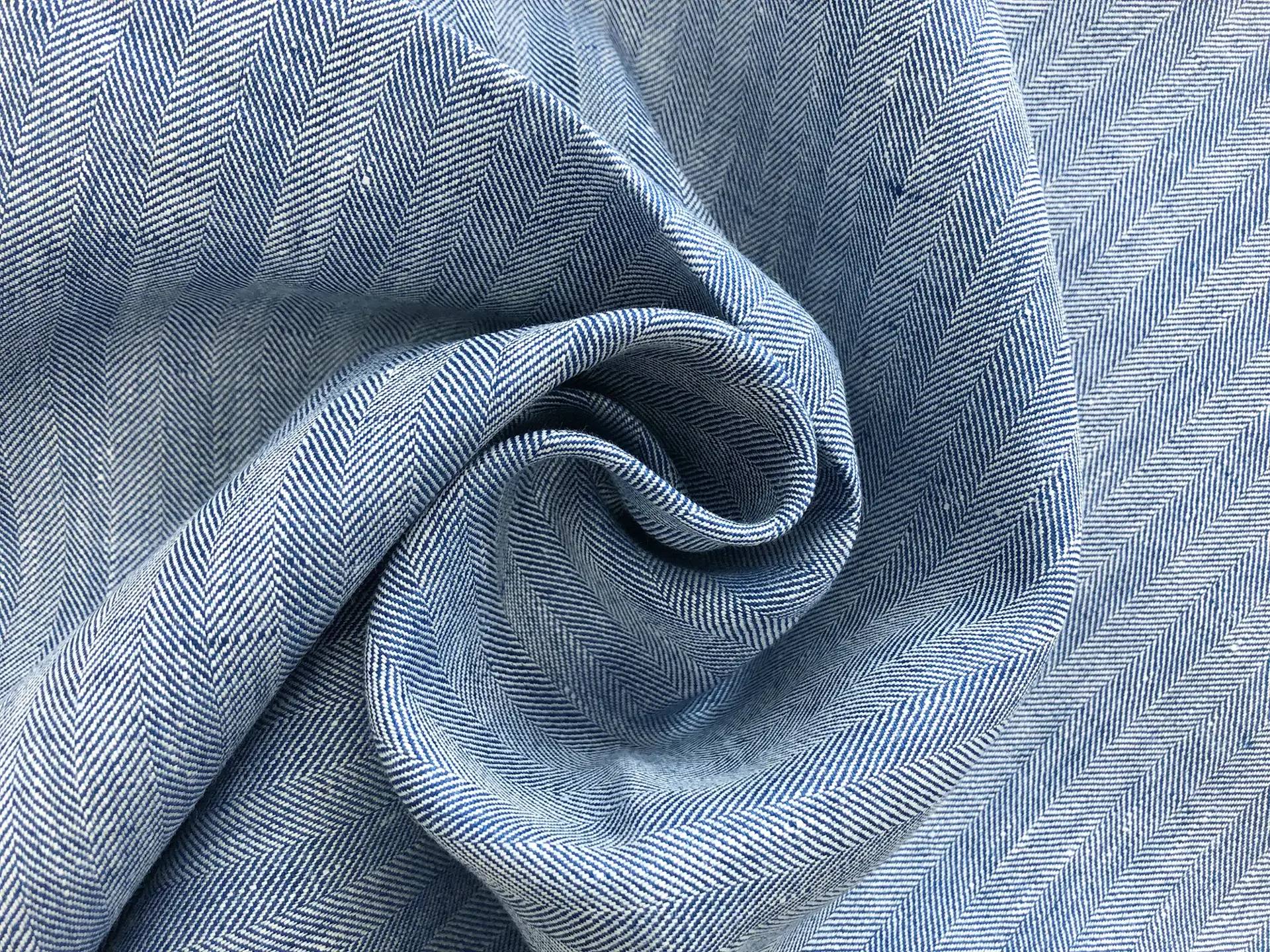Two Toned Linen Herringbone in Blue