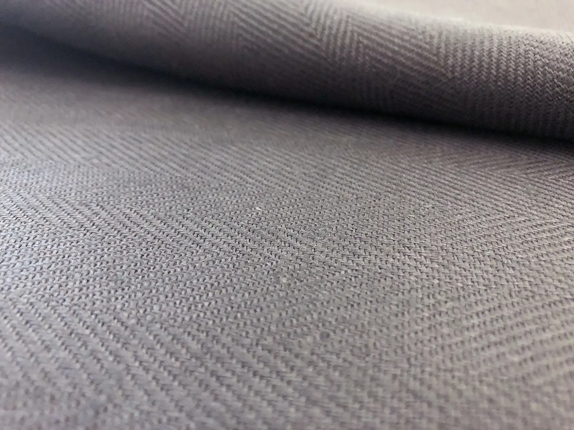 Upholstery Linen Herringbone in Smoke Grey
