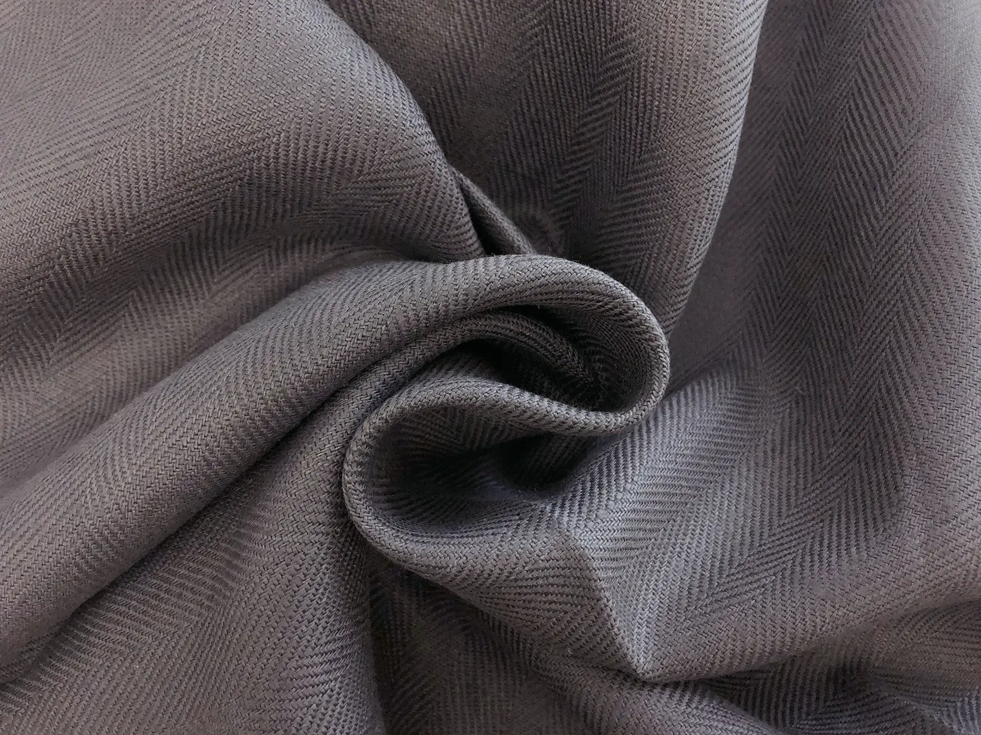 Upholstery Linen Herringbone in Smoke Grey